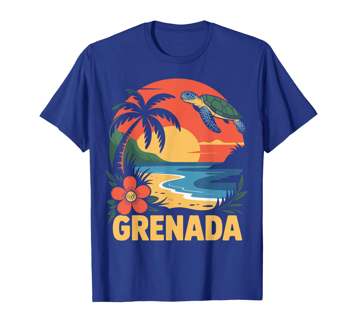 Grenada Tropical Beach Turtle Sunset Island Scene T-Shirt