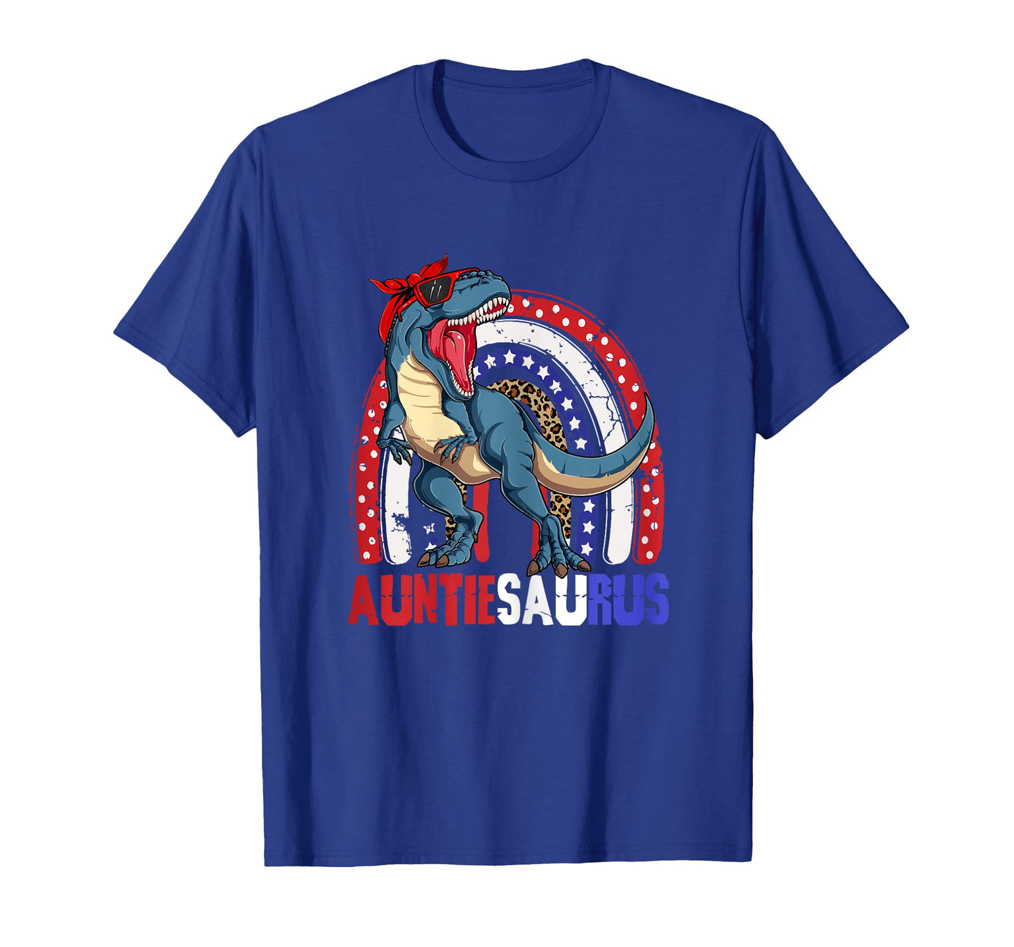 Auntiesaurus T Rex Dinosaur Auntie Saurus Family 4th of July T-Shirt