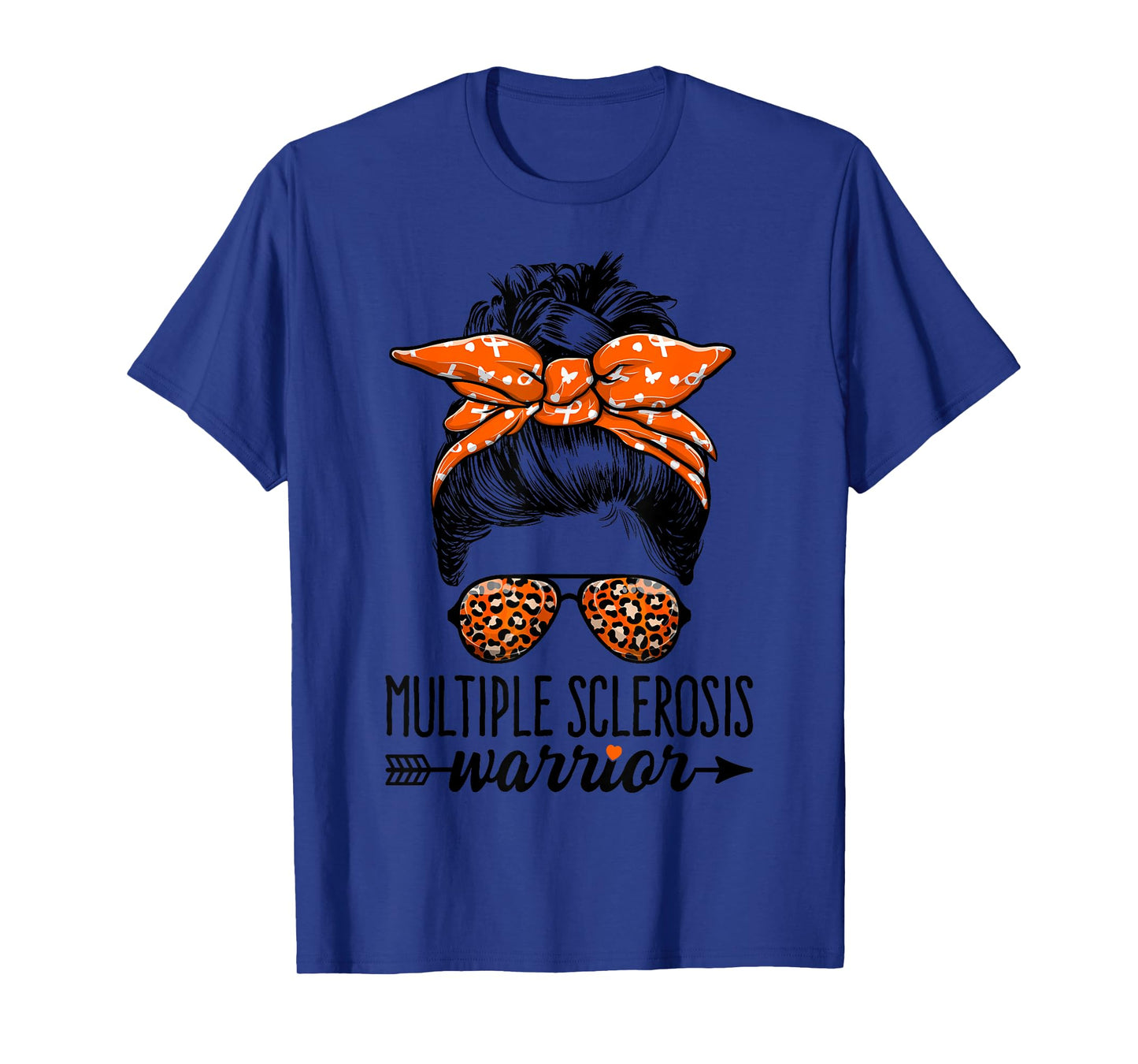 Womens MS Warrior Messy Bun - Multiple Sclerosis Awareness T-Shirt