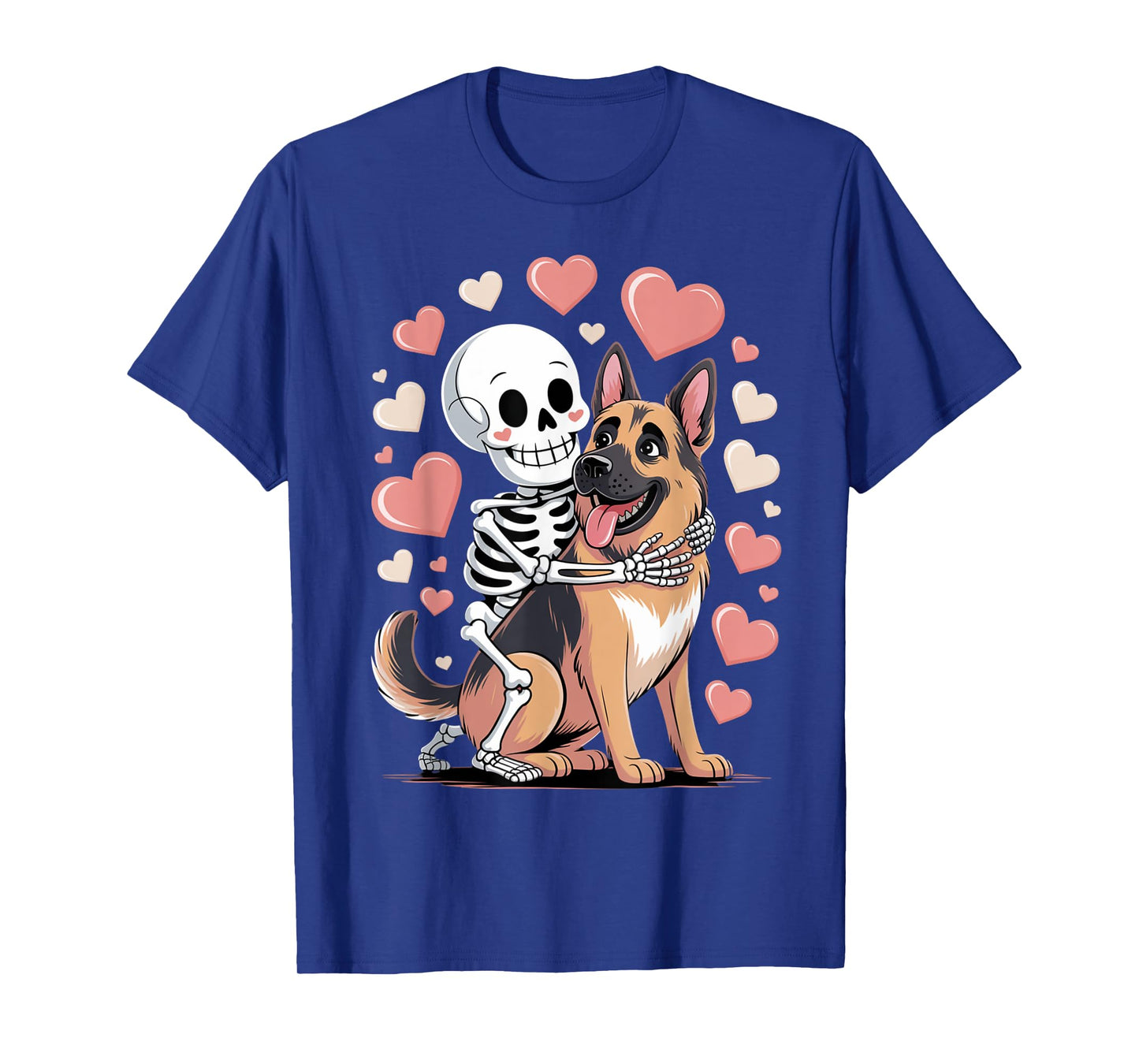 German Shepherd Skeleton Hug Cute Halloween Love T-Shirt