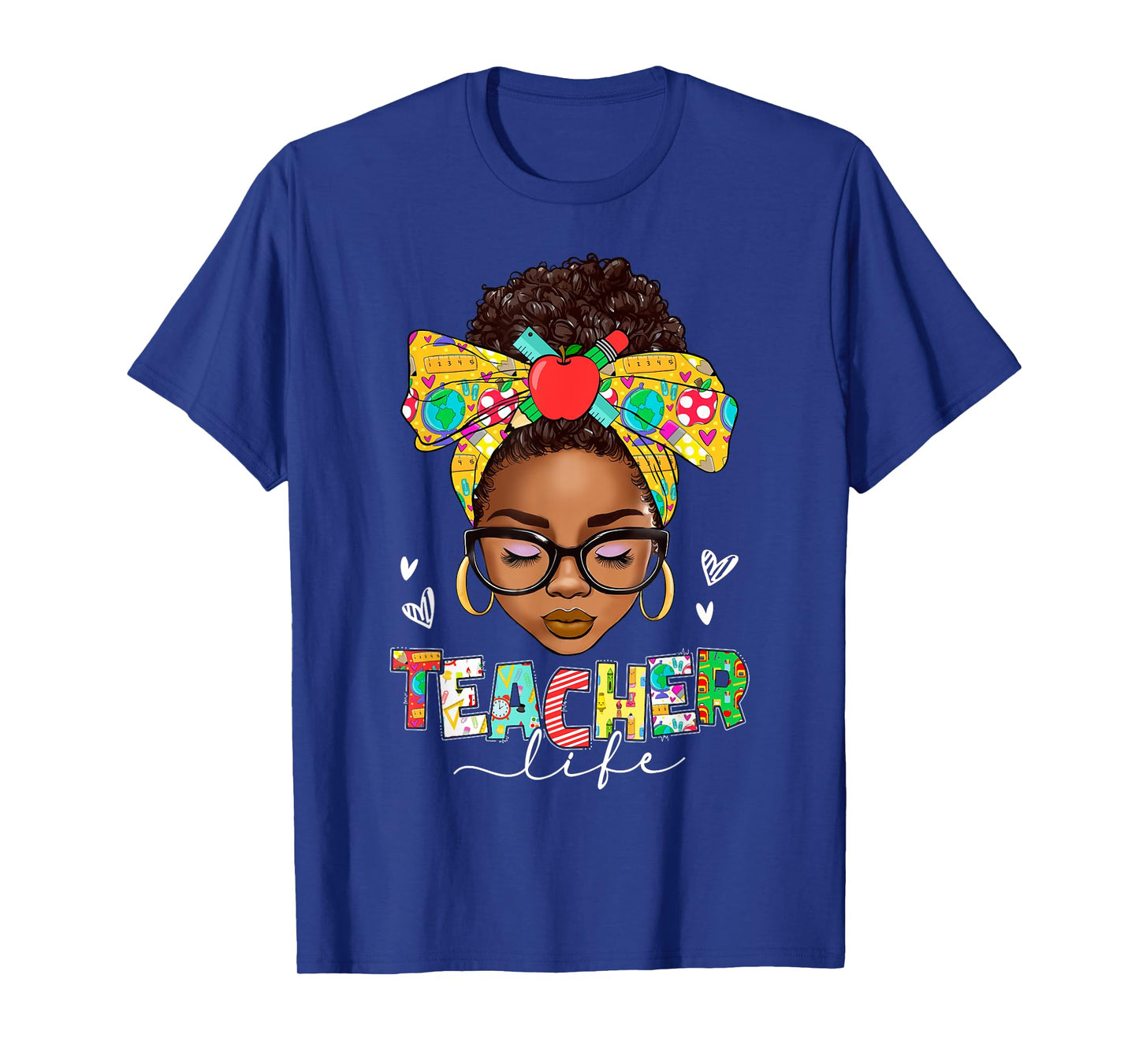 Teacher Life Messy Bun Afro African American Back To School T-Shirt