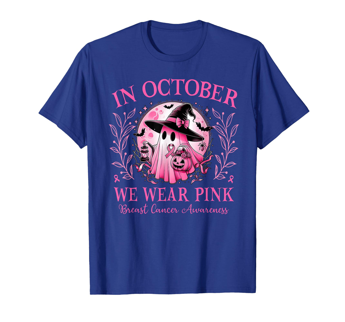in October We Wear Pink Breast Cancer Awareness Halloween T-Shirt