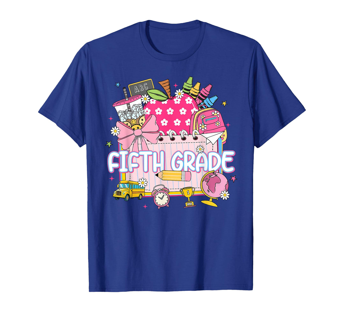 Fifth 5th Grade Back To School Coffee Apple Teacher Women T-Shirt