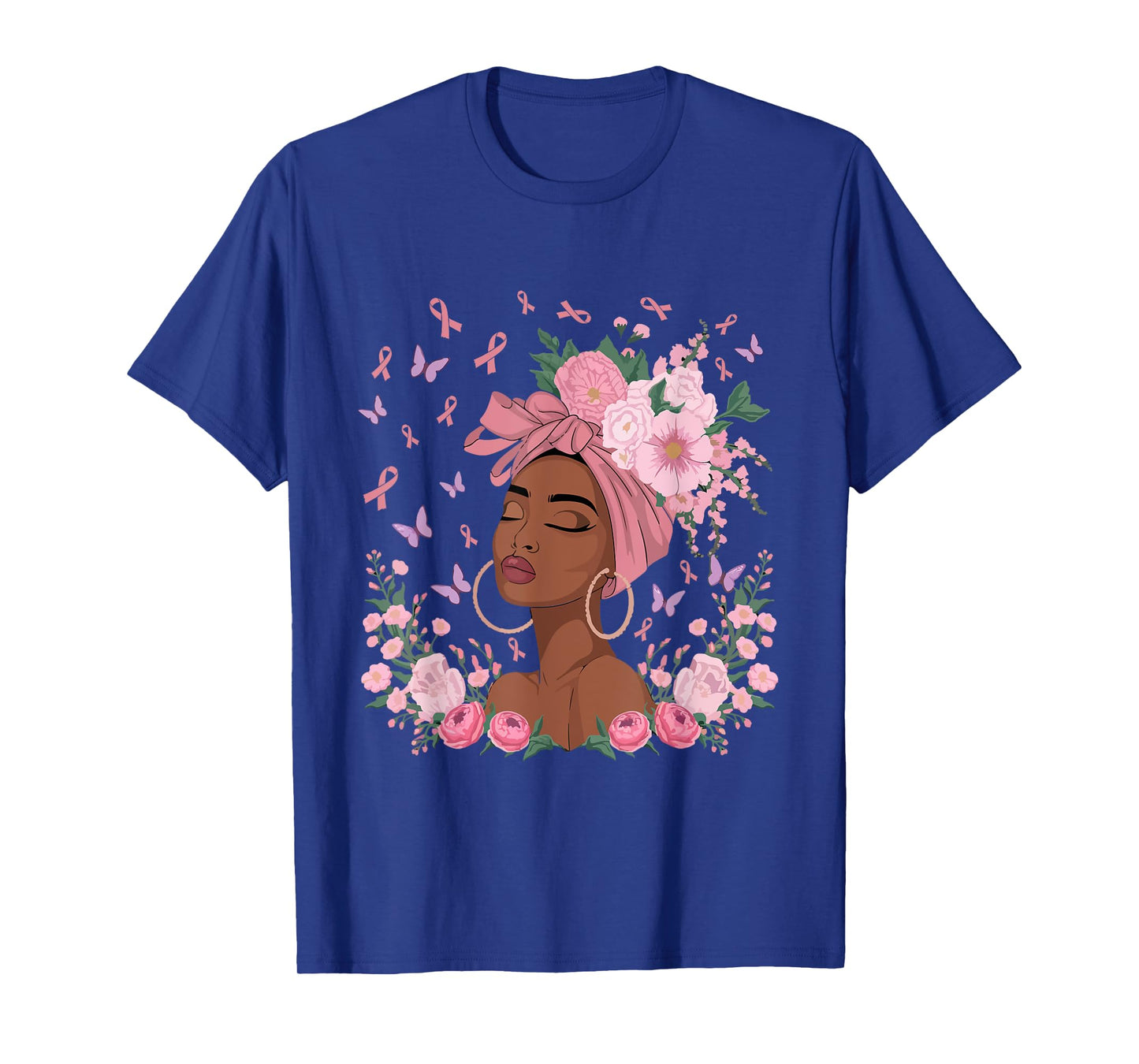 Black Woman In October We Wear Pink Ribbon Breast Cancer T-Shirt