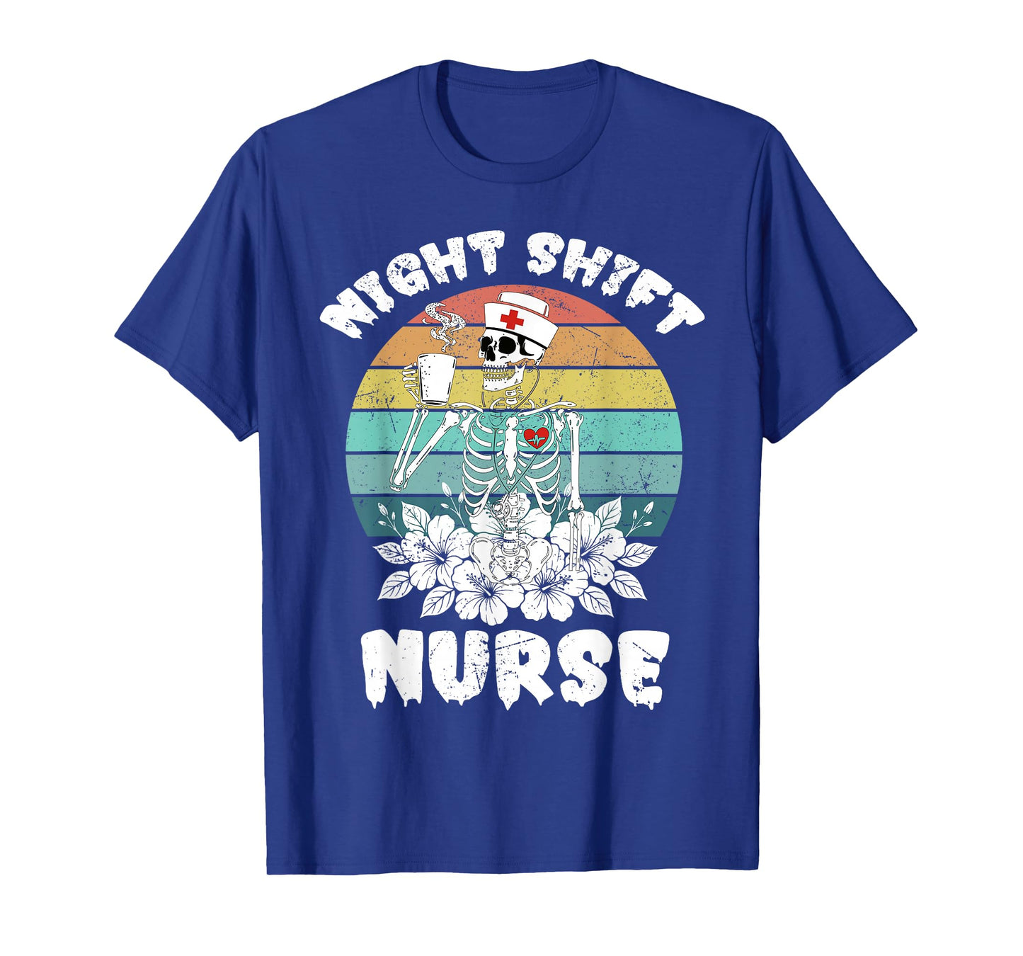Funny Night Shift Nurse Skeleton Halloween RN Nurses Women T-Shirt
