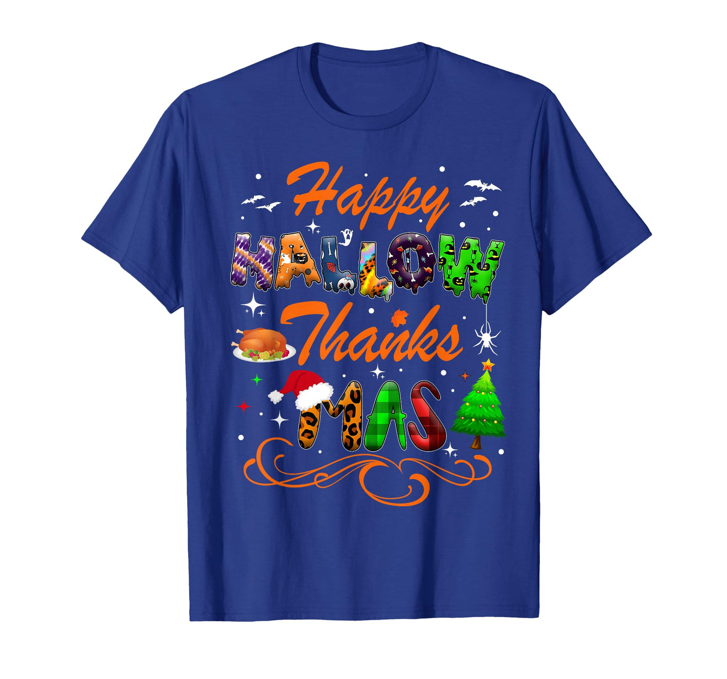 Holiday Happy HallowThanksMas Christmas Thanksgiving Family T-Shirt
