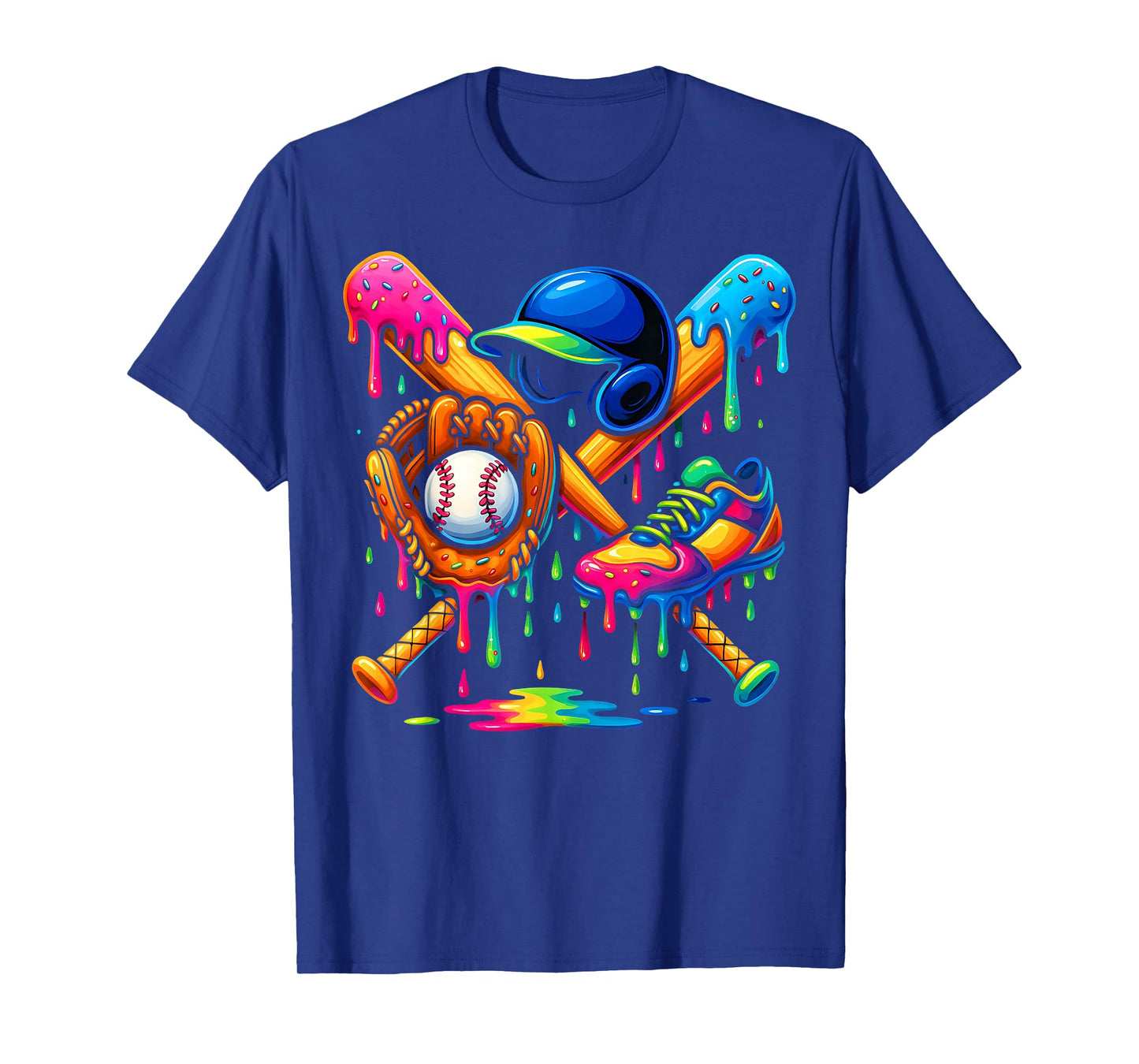 Baseball Drip Boys Ice Cream Youth Sweet Bat Cleats Glove T-Shirt