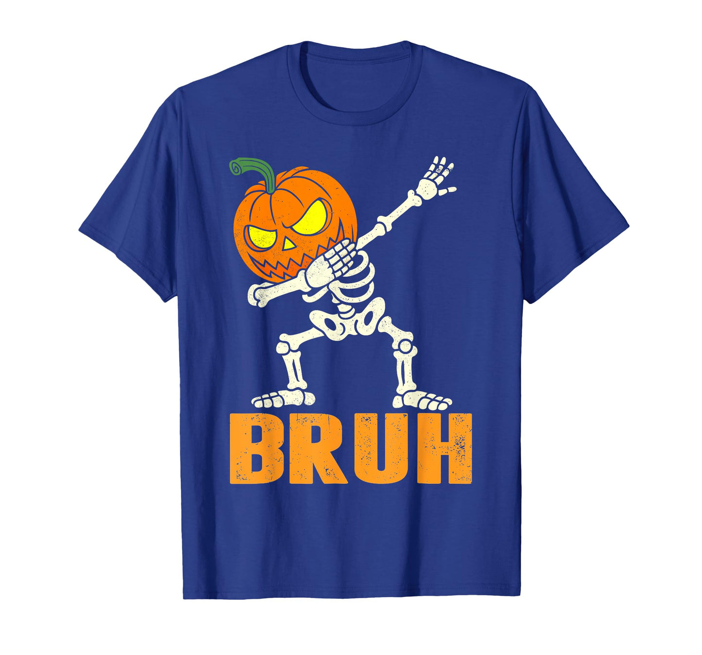 Bruh Skeleton Halloween Dabbing Boys Pumpkin Jack O Lantern T-Shirt