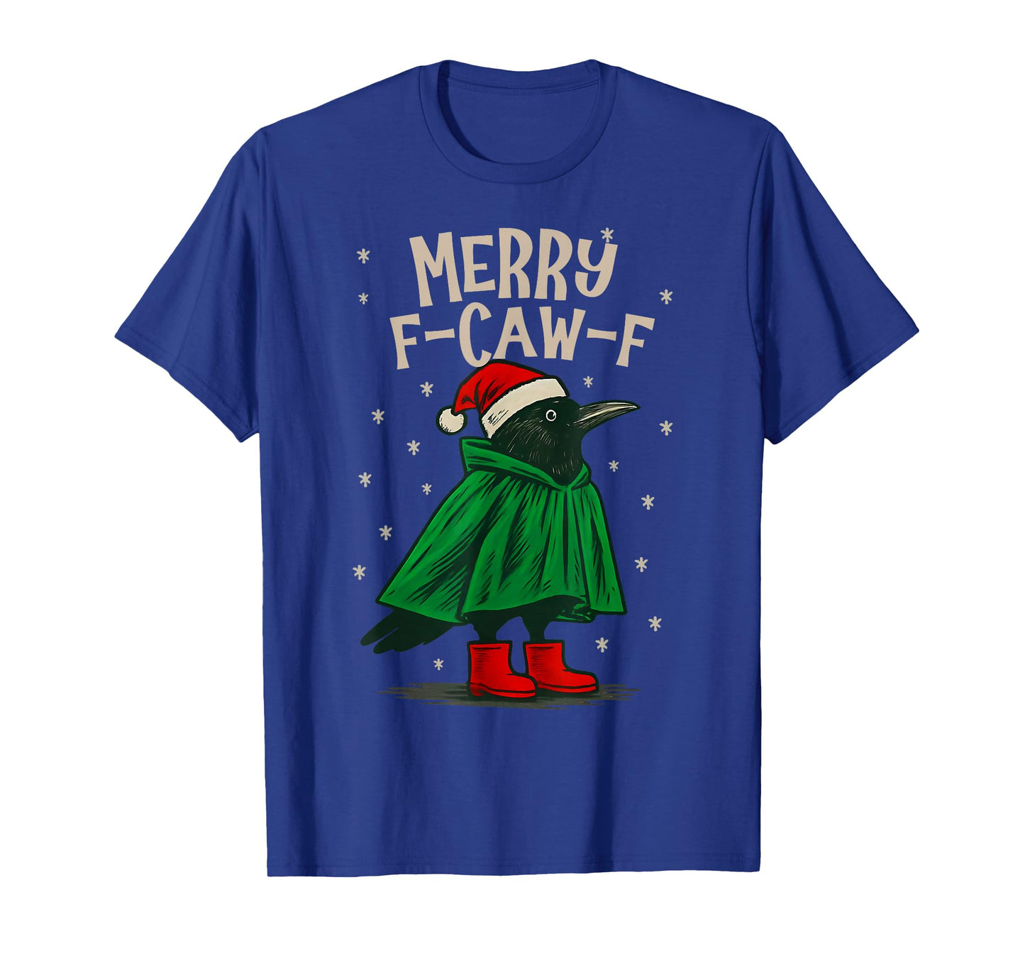 Retro Christmas Merry F-Caw-F Black Crow Xmas Holiday T-Shirt