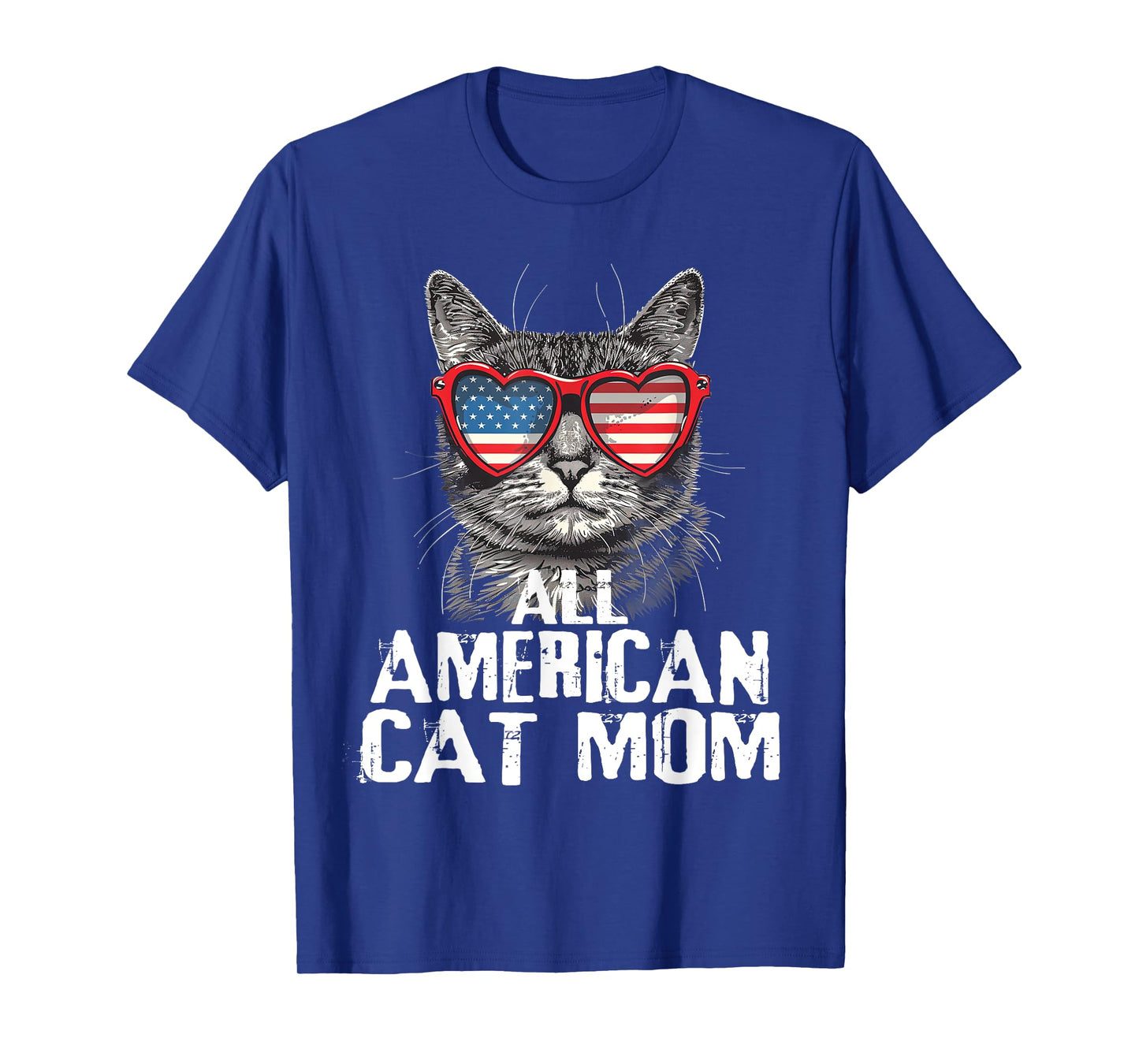 All American Cat Mom 4th Of July Patriotic Women Teen Girls T-Shirt
