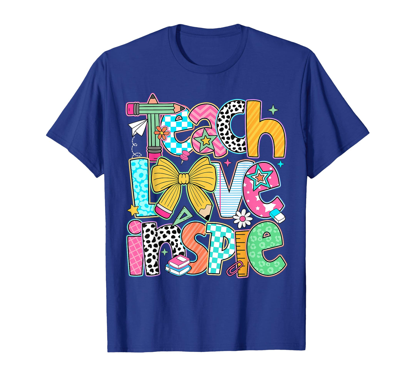 Teach Love Inspire Back To School Teacher Kids Boys Girls T-Shirt