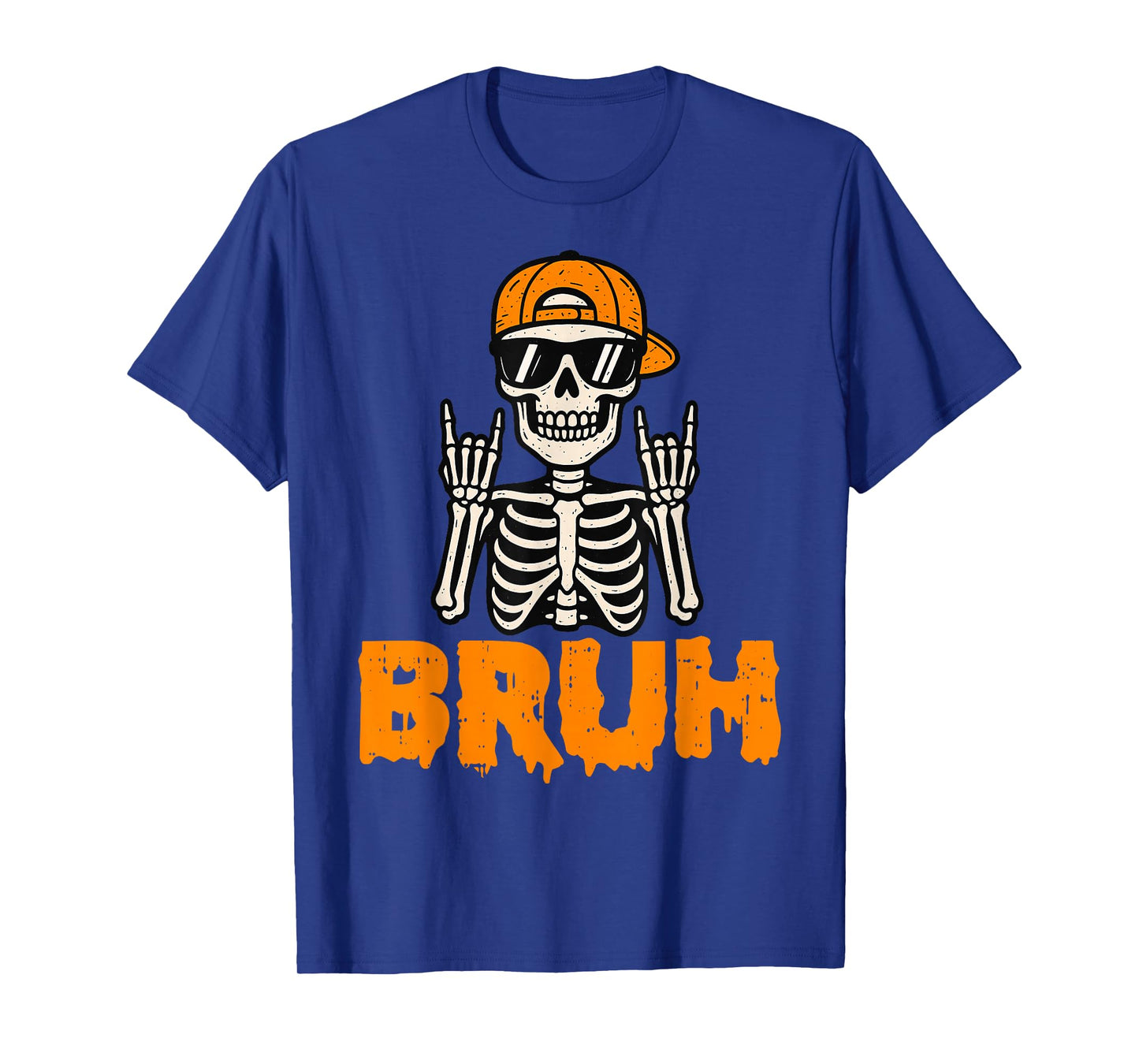 Bruh Rocker Skeleton Funny Halloween Costume Men Boys Kids T-Shirt