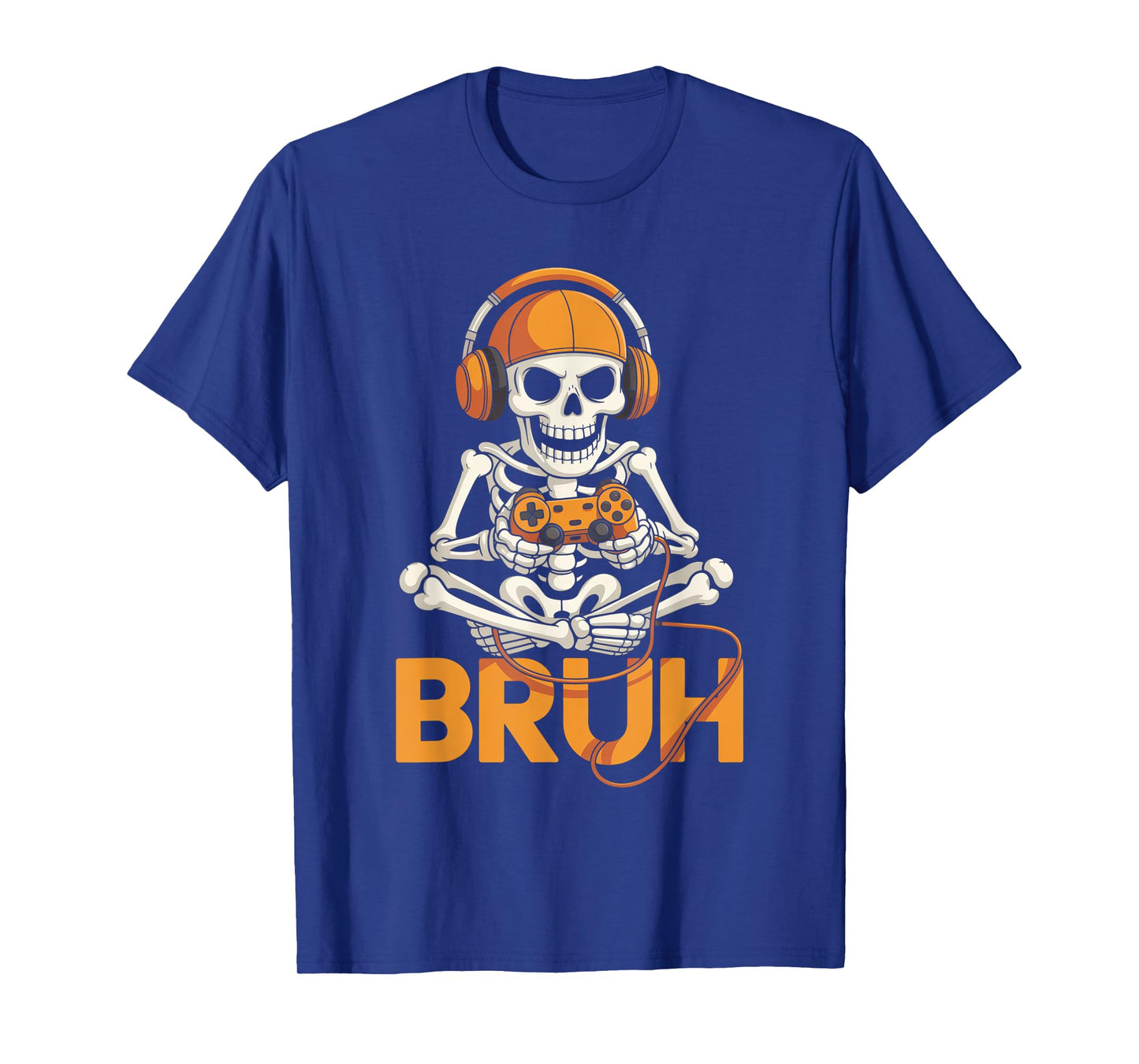 Bruh Halloween Boys Kids Gamer Mens Skeleton Video Gaming T-Shirt