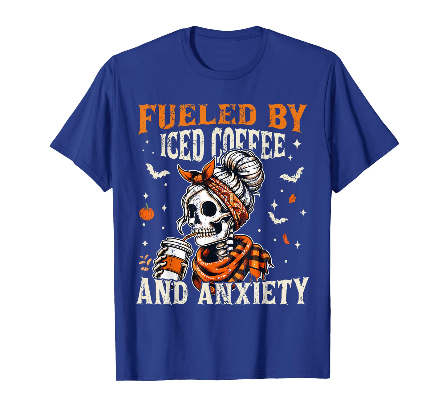 Fueled by Iced Coffee and Anxiety Funny Coffee Halloween T-Shirt