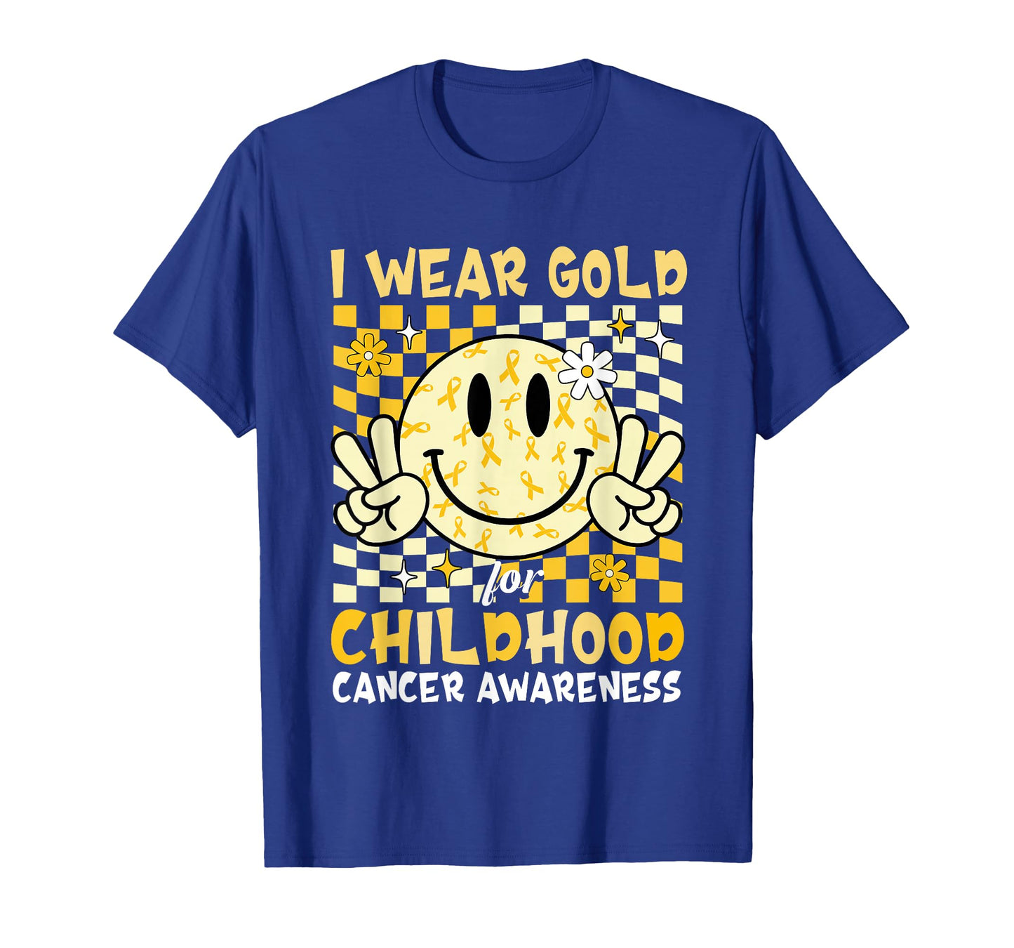 Girly I Wear Gol-d For Childhood Cancer Awareness Smile Face T-Shirt