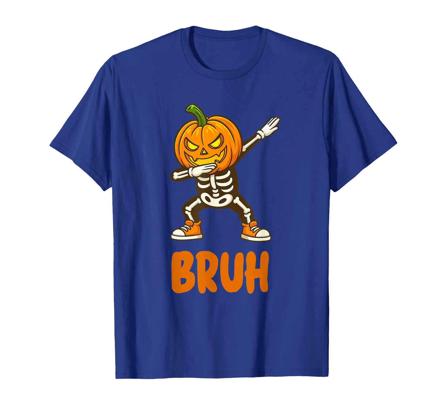 Bruh Skeleton Halloween Dabbing Boys Pumpkin Jack O Lantern T-Shirt