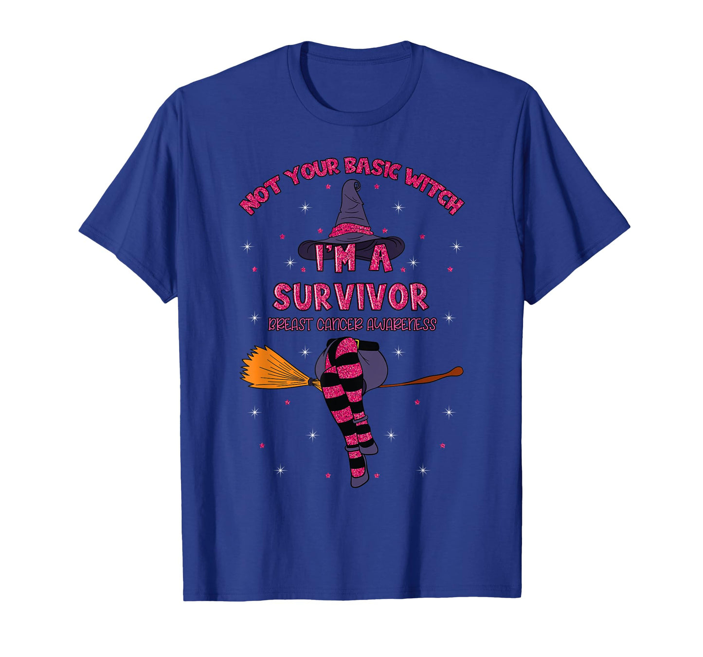Halloween Witch Pink Awareness Ribbon Breast Cancer Survivor T-Shirt