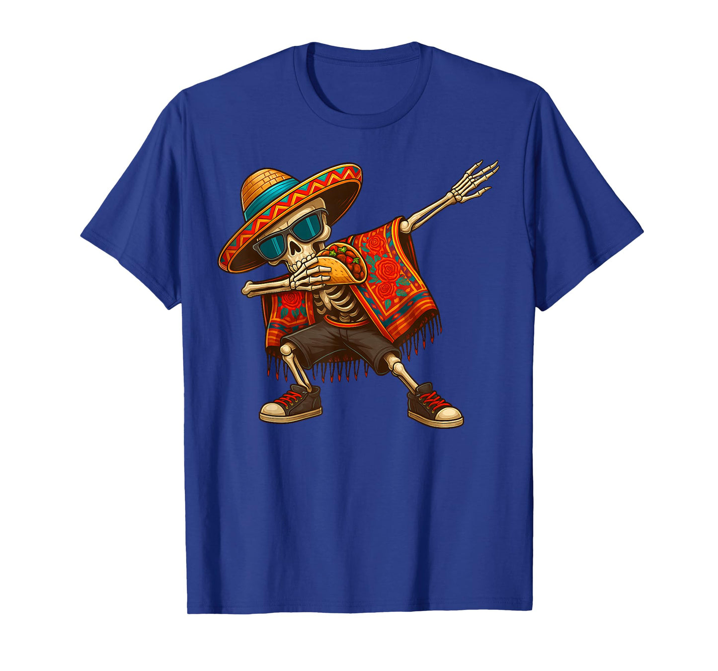 Dabbing Skeleton Sombrero Poncho Cinco De Mayo Taco Lover T-Shirt