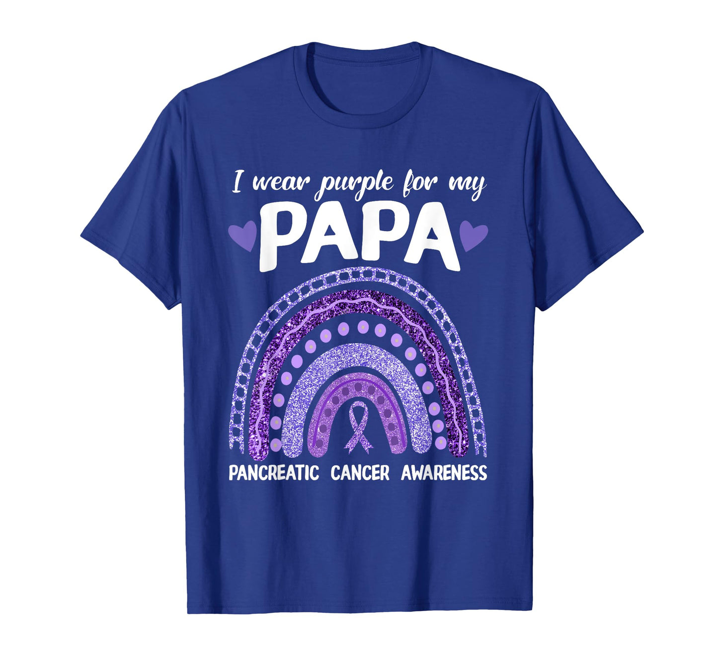 I Wear Purple For My Papa Pancreatic Cancer Rainbow T-Shirt