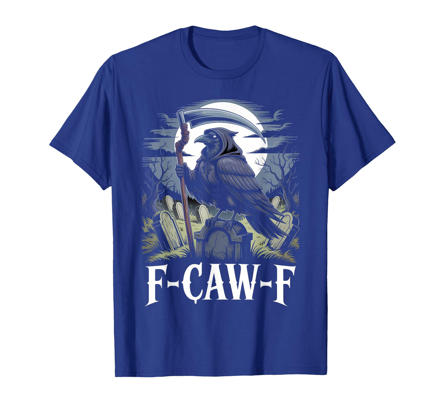 Gothic Grim Reaper Raven on Coffin Dark F-Caw-F Black Crow T-Shirt