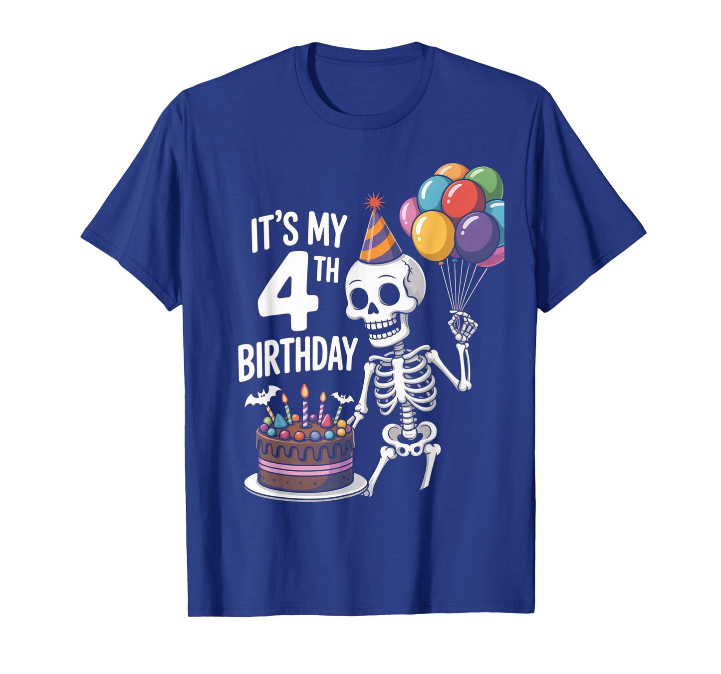 4th Birthday Skeleton Halloween Party Kids Spooky Skeleton T-Shirt