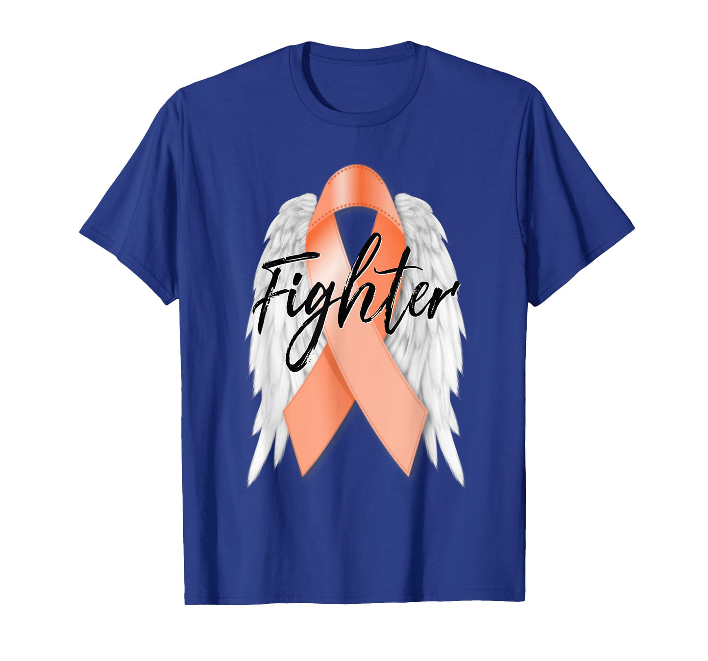 Uterine Cancer Fighter Peach Ribbon Angel Wings Survivor T-Shirt