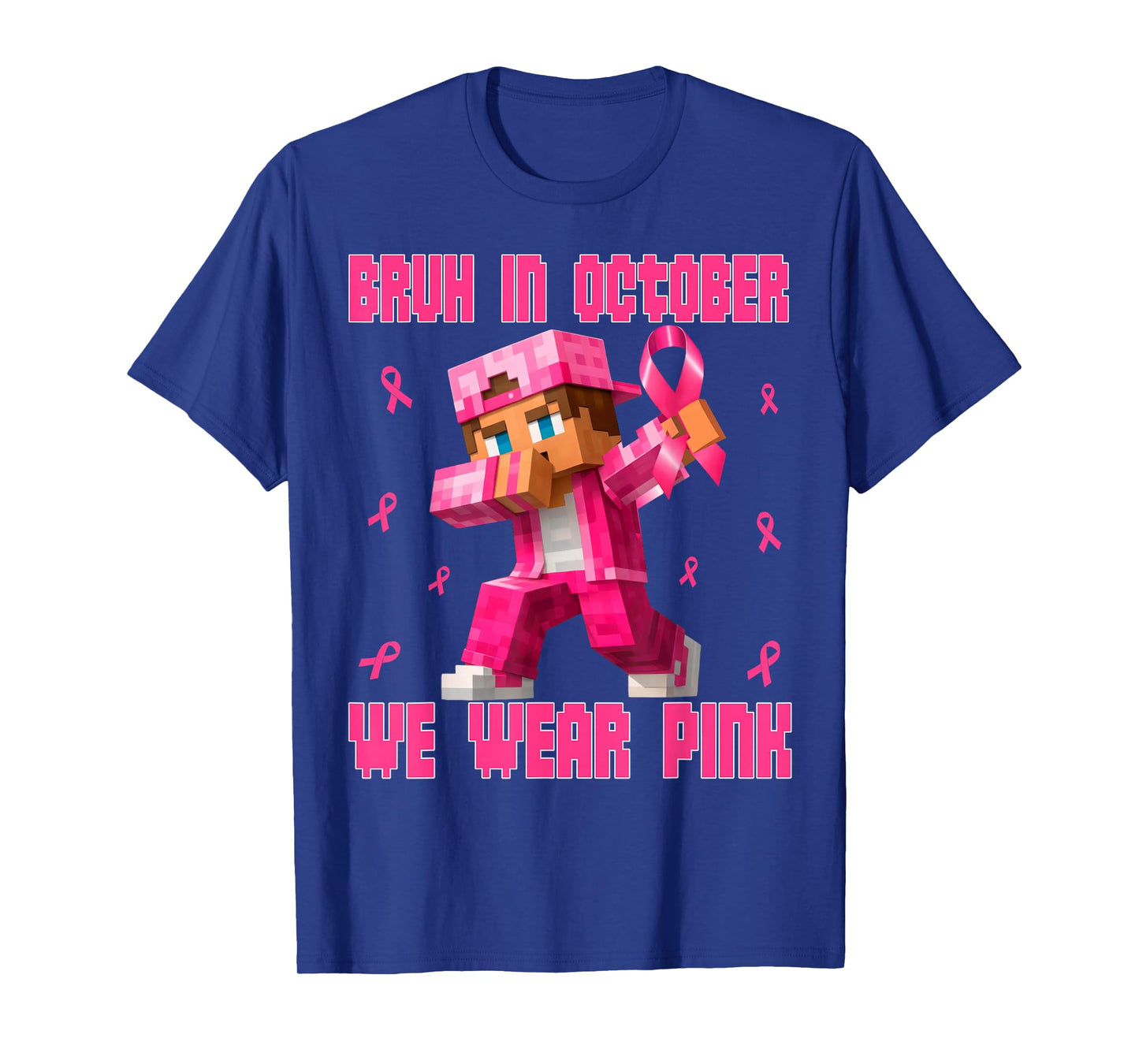 Breast Cancer Shirt Kids Boys Bruh in October We Wear Pink T-Shirt