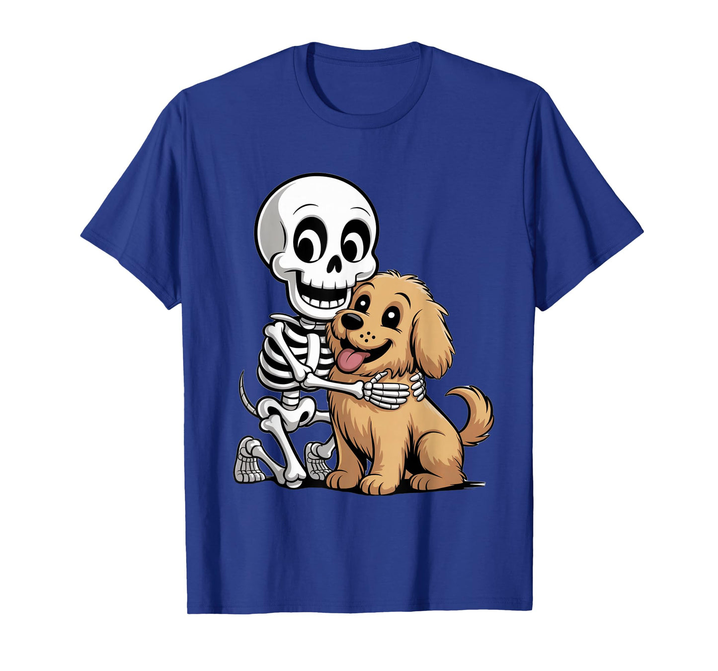 Cute Skeleton Hugging Dog Funny Halloween Boys Girls Cute T-Shirt