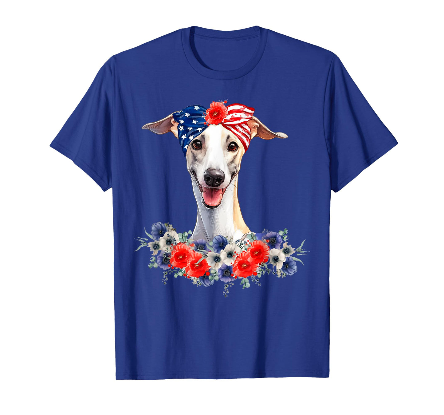 Whippet Dog Bandana American Flag 4th Of July T-Shirt