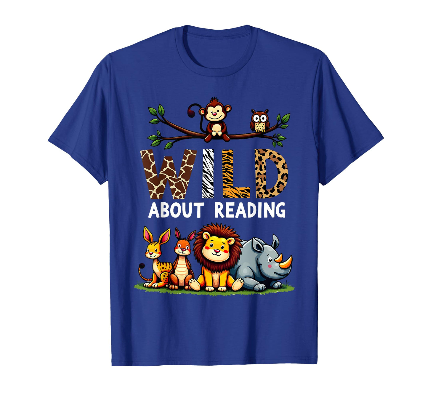 Wild About Reading Safari Animals Book Lover Librarian T-Shirt