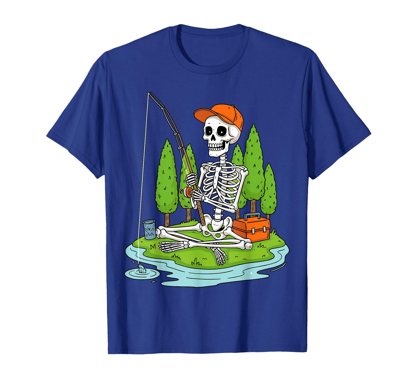 Halloween Skeleton Fishing Boys Kids T-Shirt
