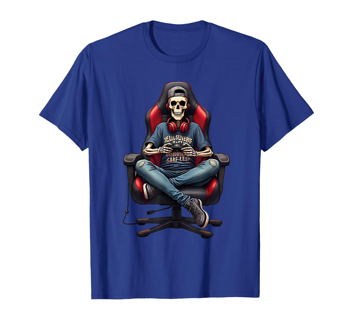 Skeleton Gamer Outfit Funny Gaming Look with Headphones T-Shirt