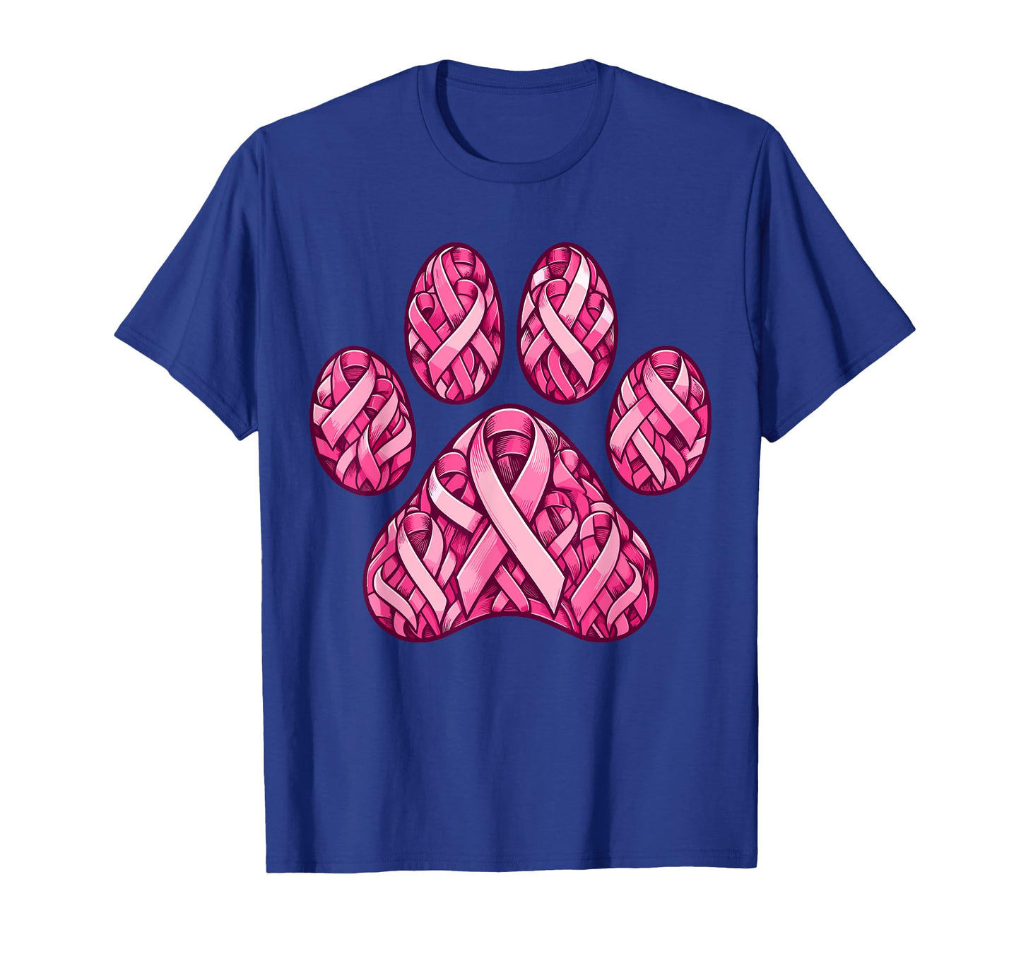 Pink Ribbon Dog Paw Print Breast Cancer Awareness Puppy Love Men Women Kids T-Shirt