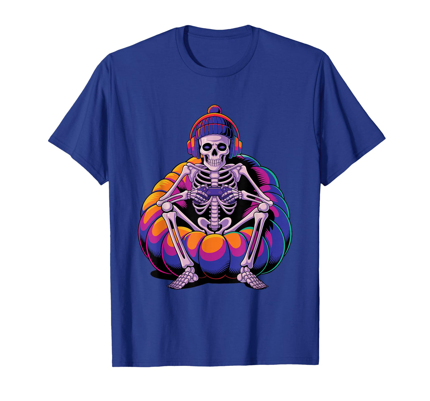 Halloween Skeleton Gamer Kids Teens Boys Men Gaming T-Shirt