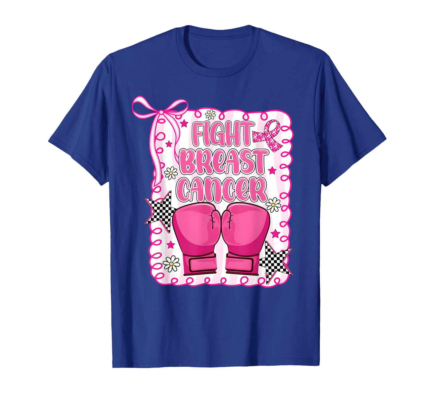 Fight Breast Cancer Boxing Gloves Pink Ribbon Warrior T-Shirt