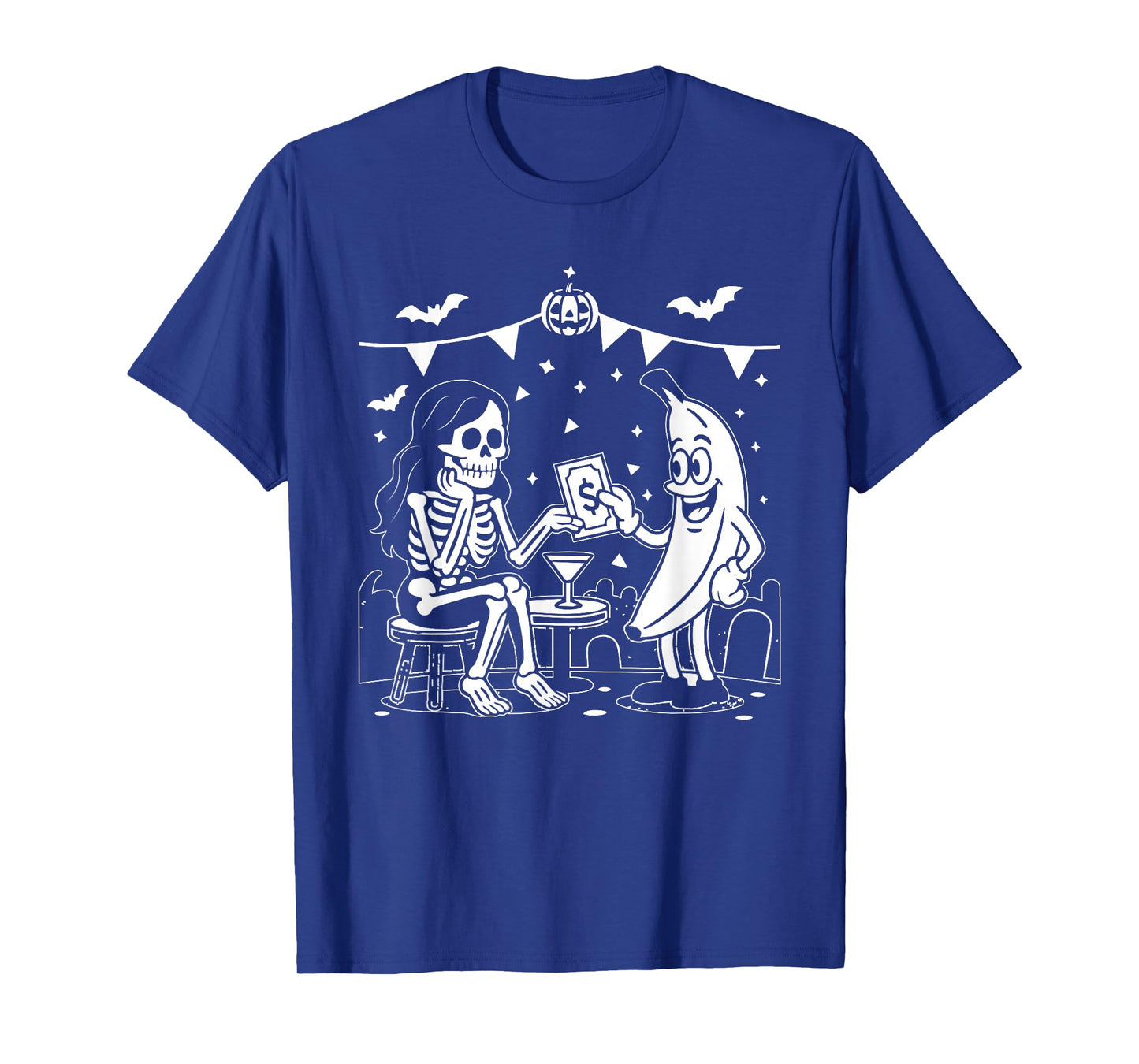Funny Women Skeleton and Banana Hanging in Halloween Parties T-Shirt