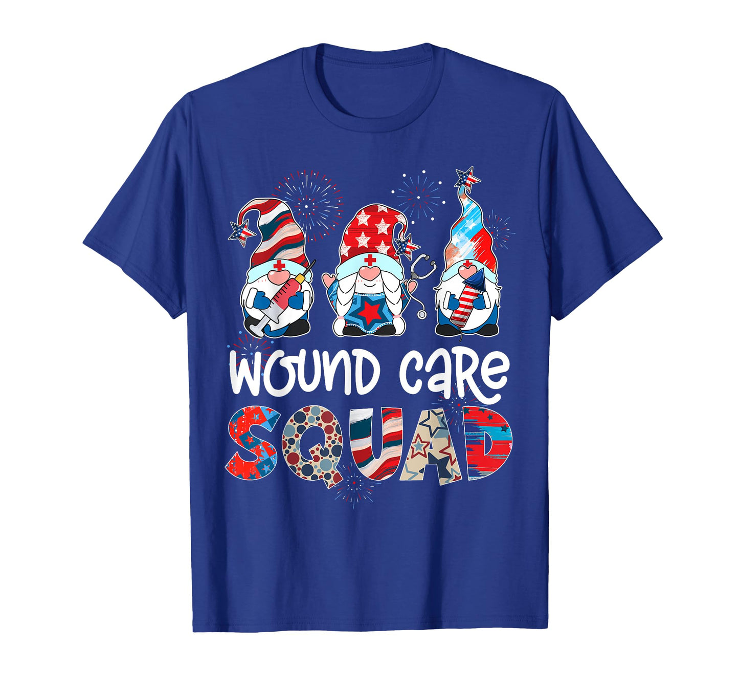 Wound Care Squad Gnomes 4th Of July Pride Nurse Stethoscope T-Shirt