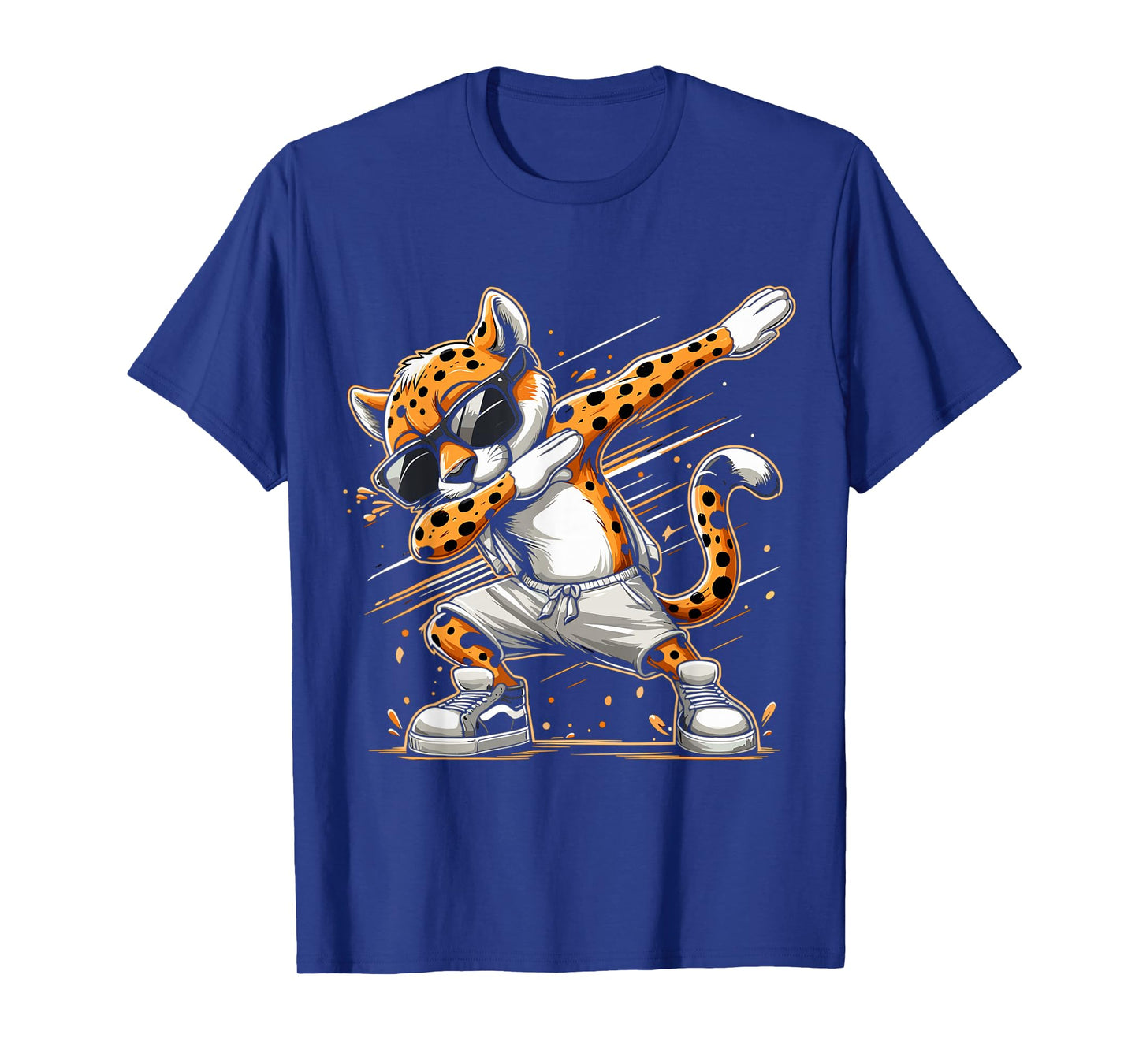Dabbing Cheetah Wear Glasses Cute Funny Cheetah Animal T-Shirt, Small, Black