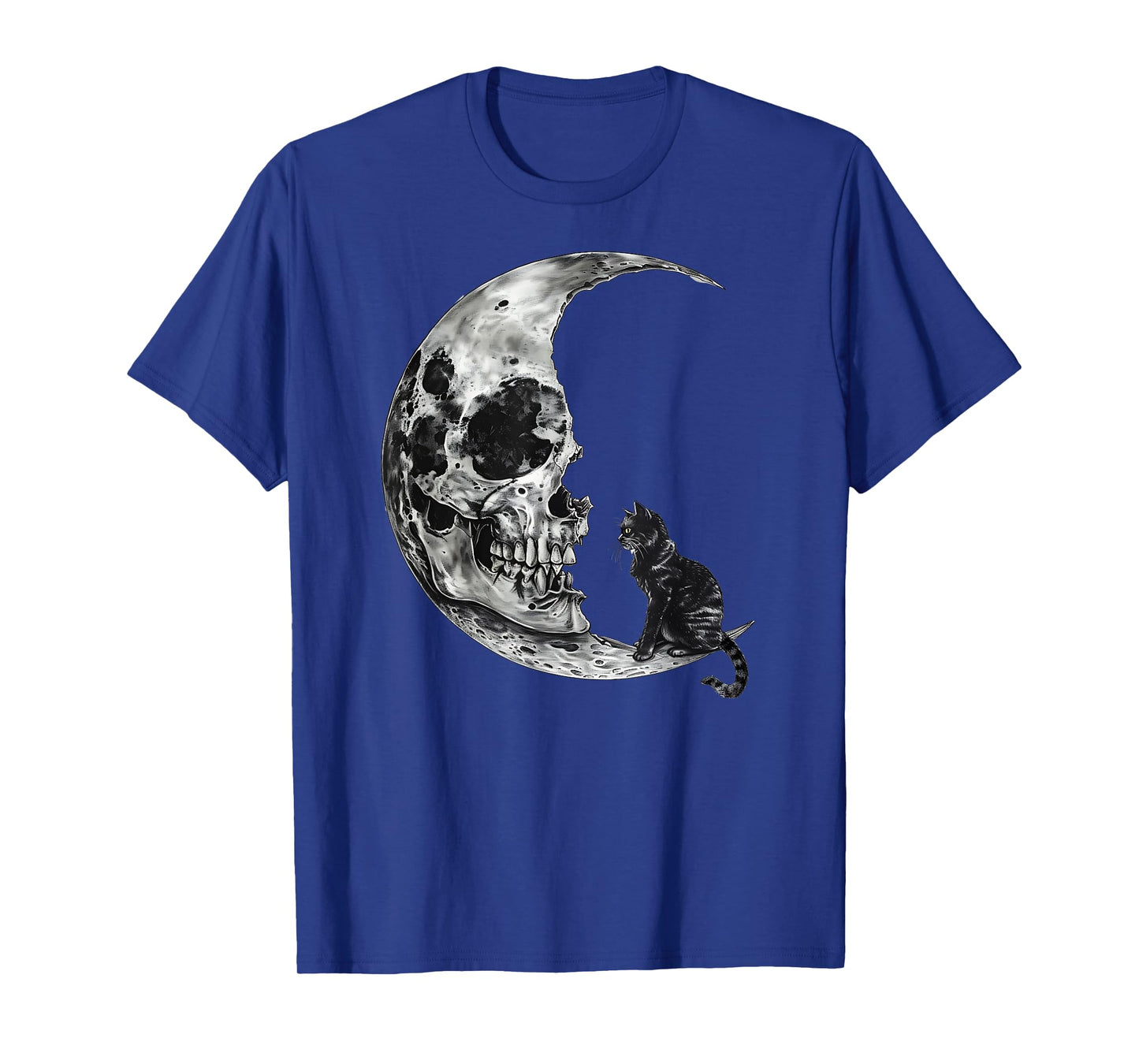 Vintage Halloween Black Cat Scary Skull Moon Men Women Kids T-Shirt
