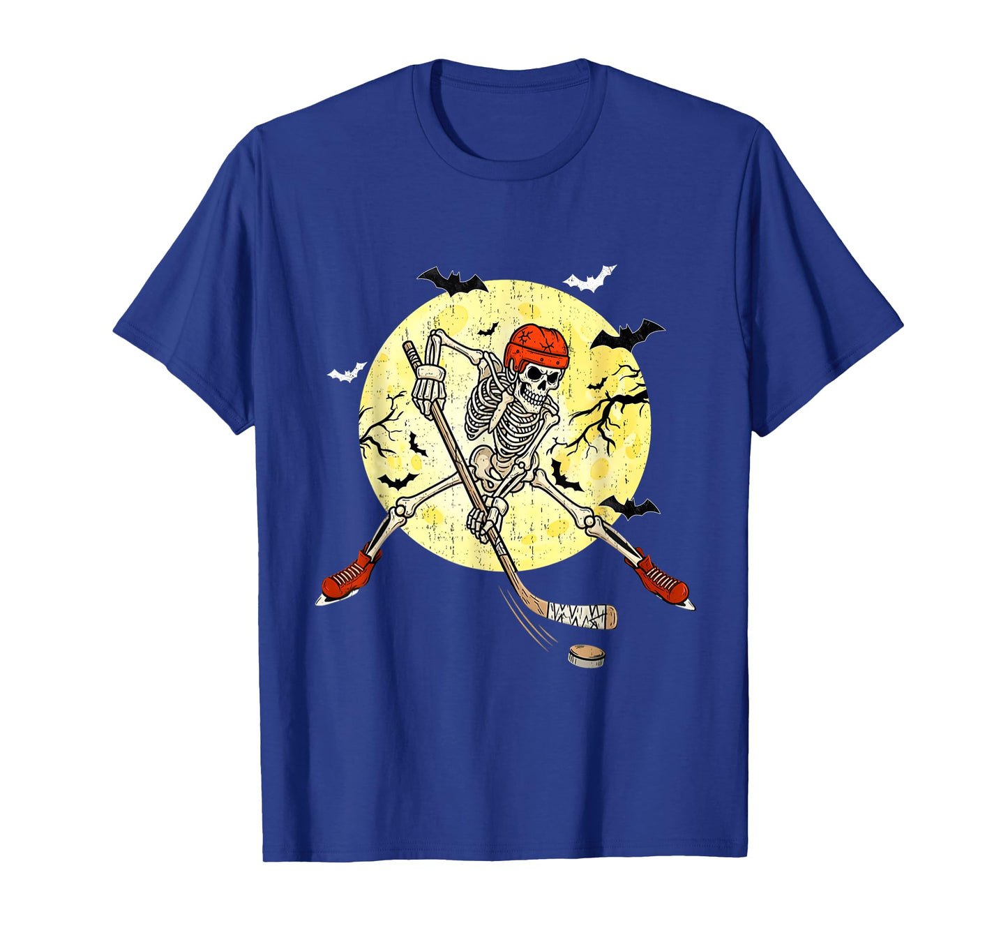 Skeleton Ice Hockey Halloween Costume Men Boys Kids Tee T-Shirt