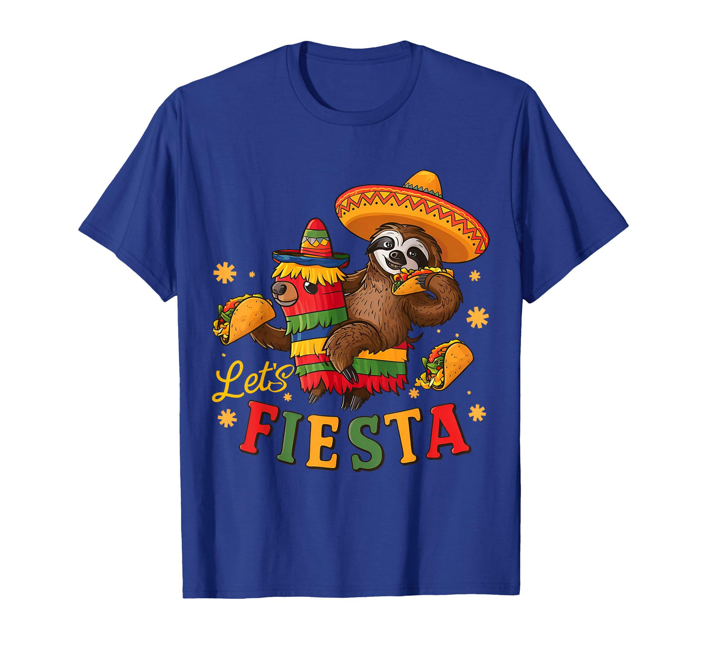 Let's Fiesta Cinco De Mayo Mexican Sloth Tacos Pinata Party T-Shirt