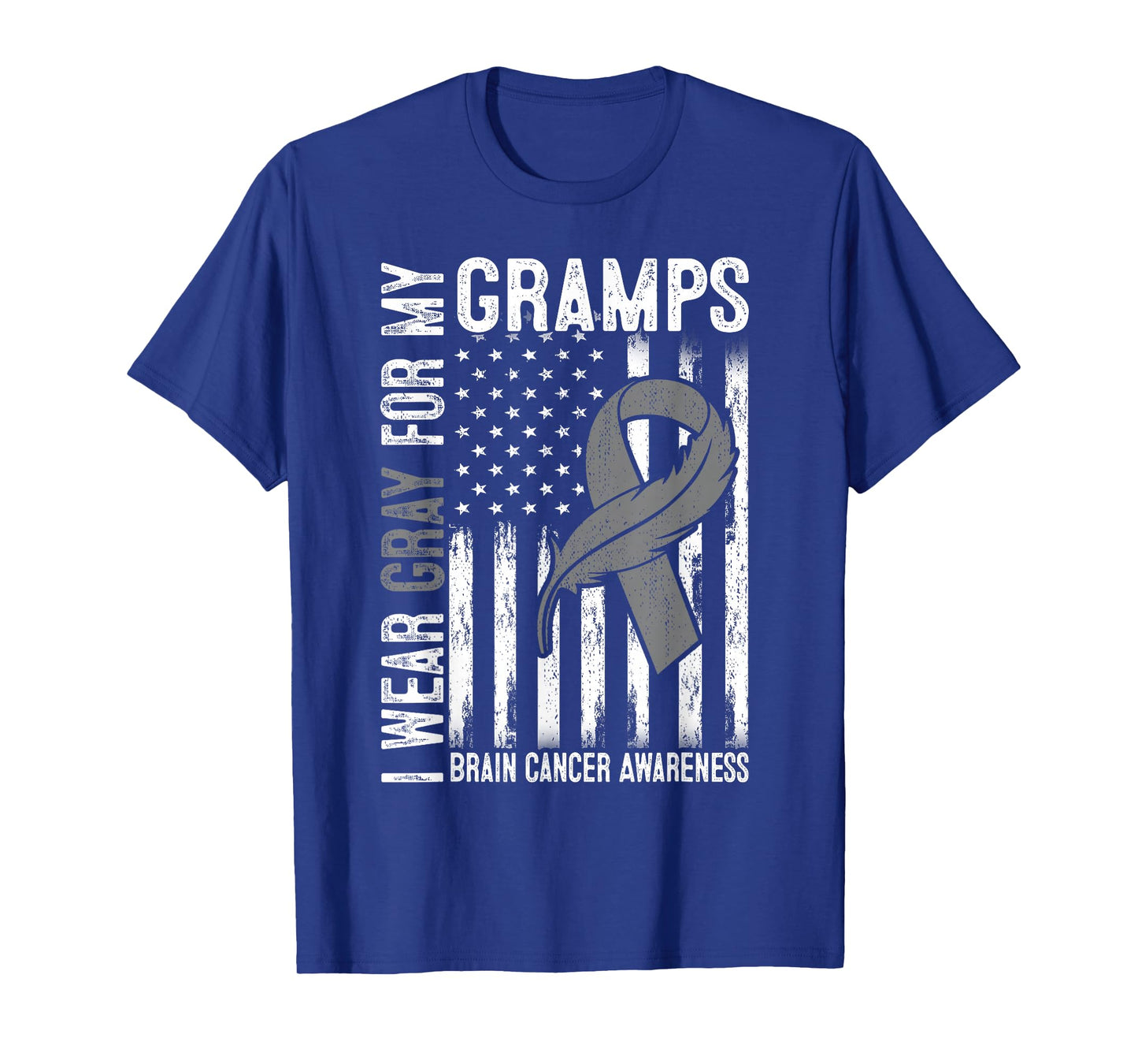 I Wear Gray For My Gramps Brain Cancer Awareness Flag T-Shirt