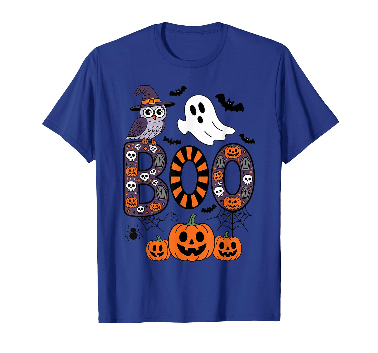 Halloween Boo with Witch Owl Scary Pumpkins Trick or Treat T-Shirt