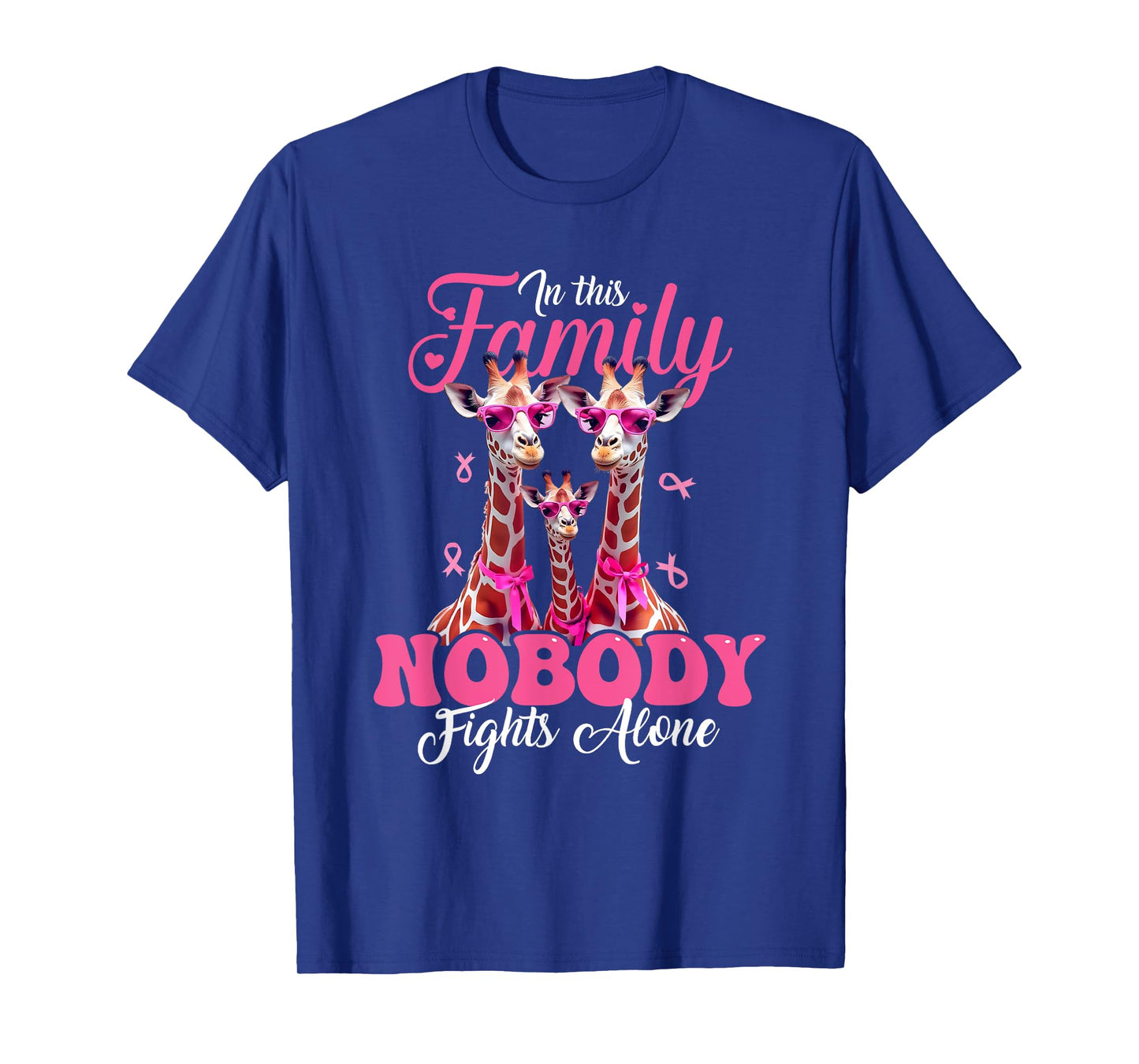 Family Support Squad Breast Cancer Awareness Giraffe T-Shirt