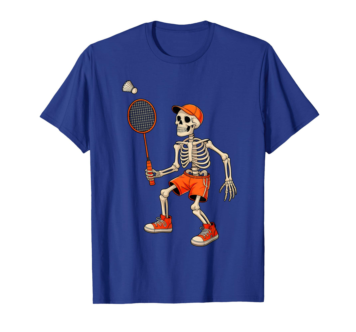 Funny Skeleton Play Badminton Halloween Costume Boys Men Kid T-Shirt