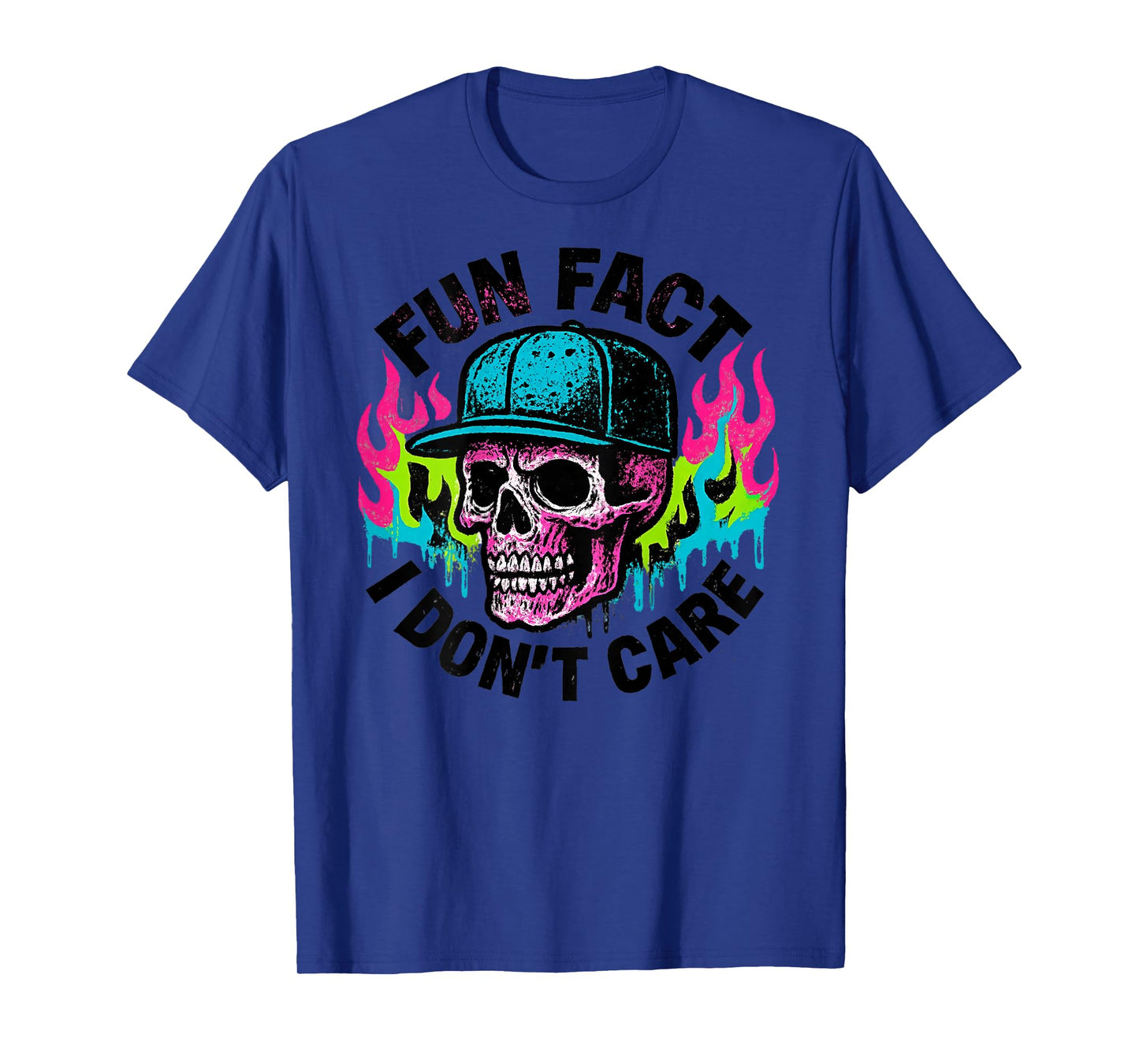 (ON Back) Fun Fact I Don't Care Funny Skeleton Humor Quote T-Shirt