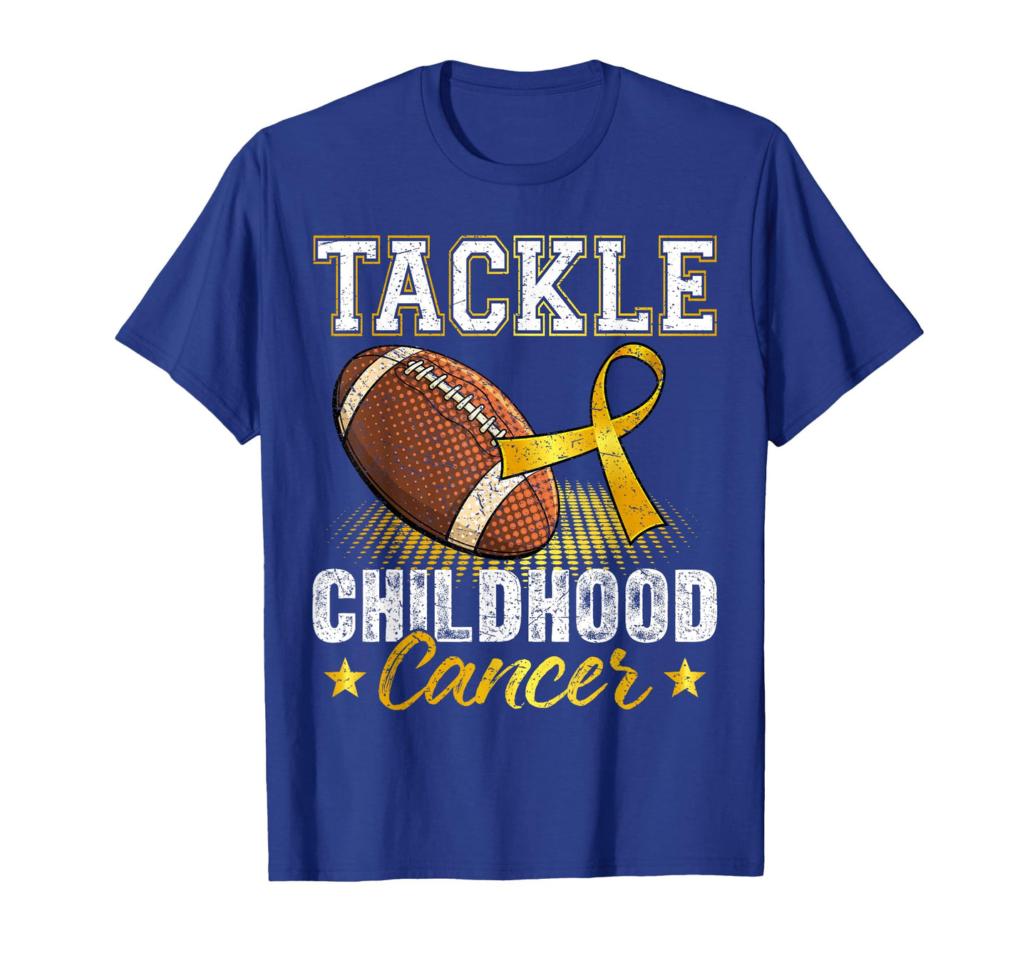 Tackle Childhood Cancer Boys Girls Kid Football Gold Ribbon T-Shirt