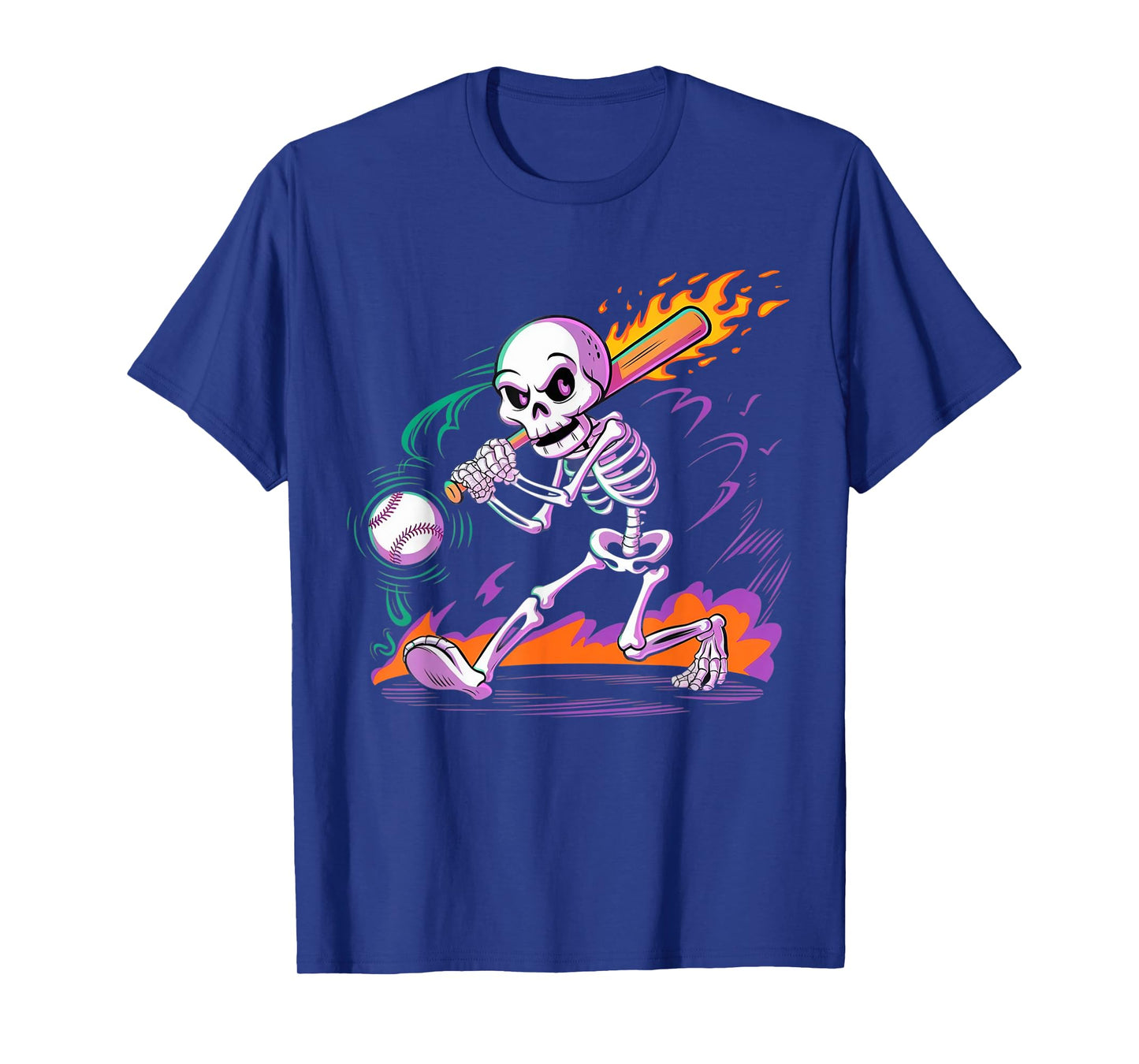 Funny Skeleton Batting Baseball Halloween Costume Spooky T-Shirt