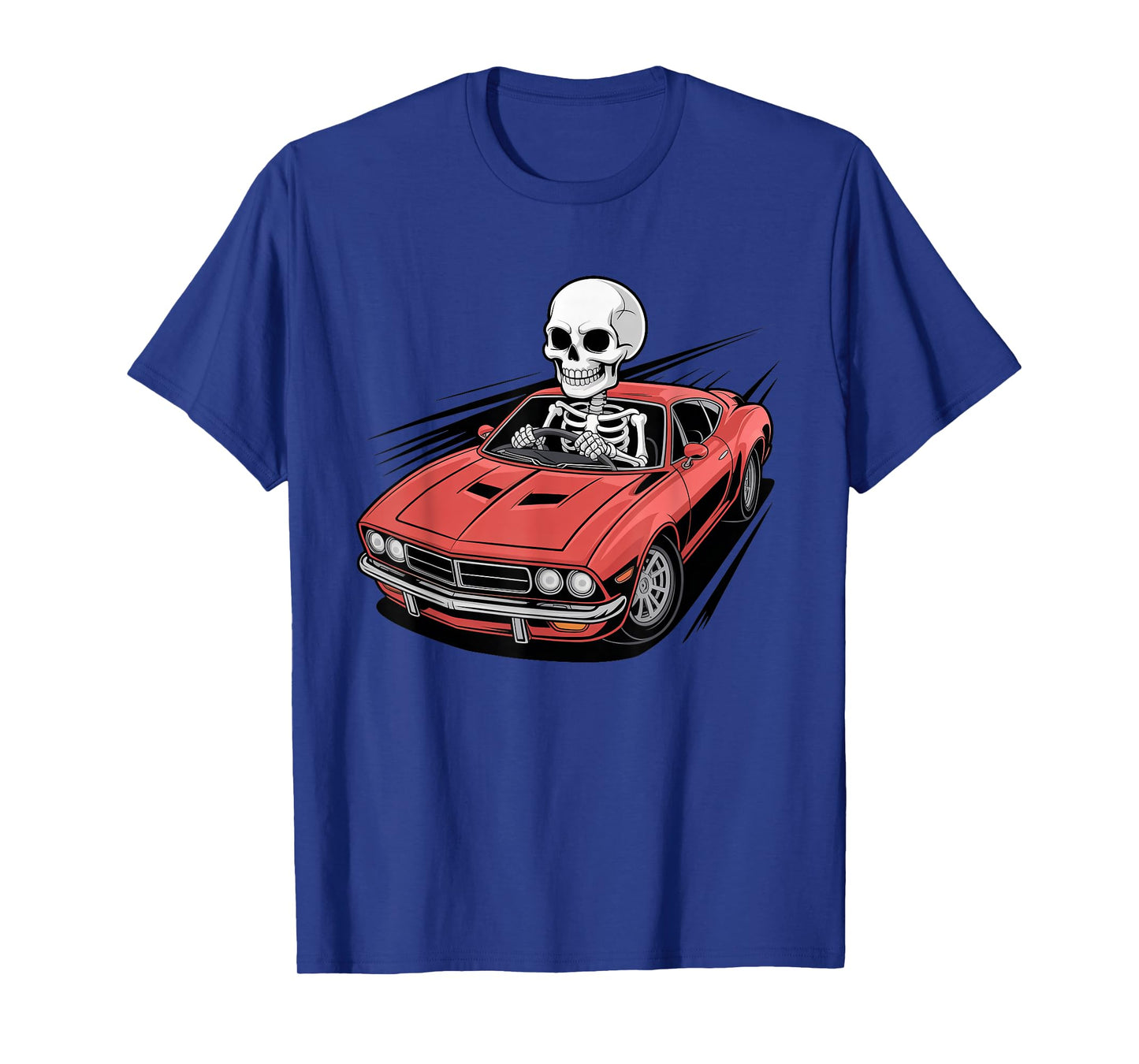 Funny Creepy Skeleton Driving Sport Car Halloween Costume T-Shirt