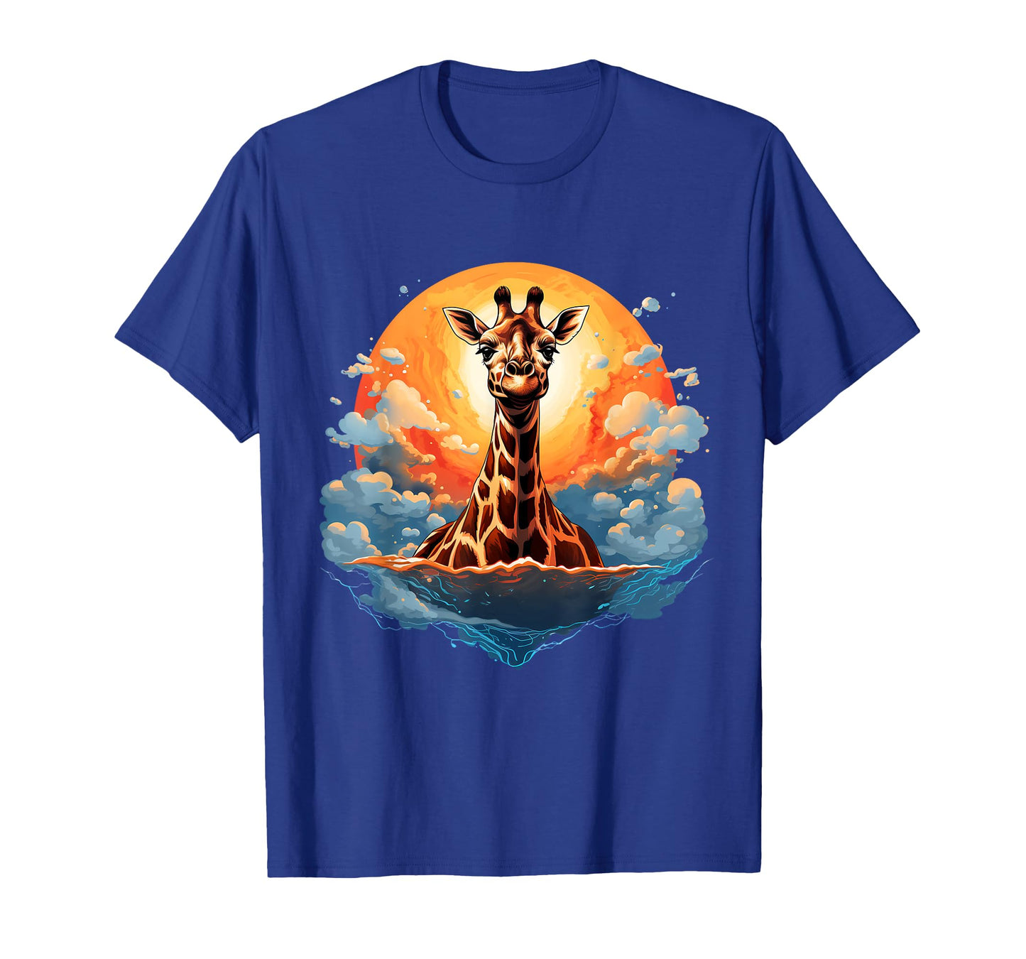 Giraffe Artwork Clouds Nature Sunset African Animal Lovers T-Shirt